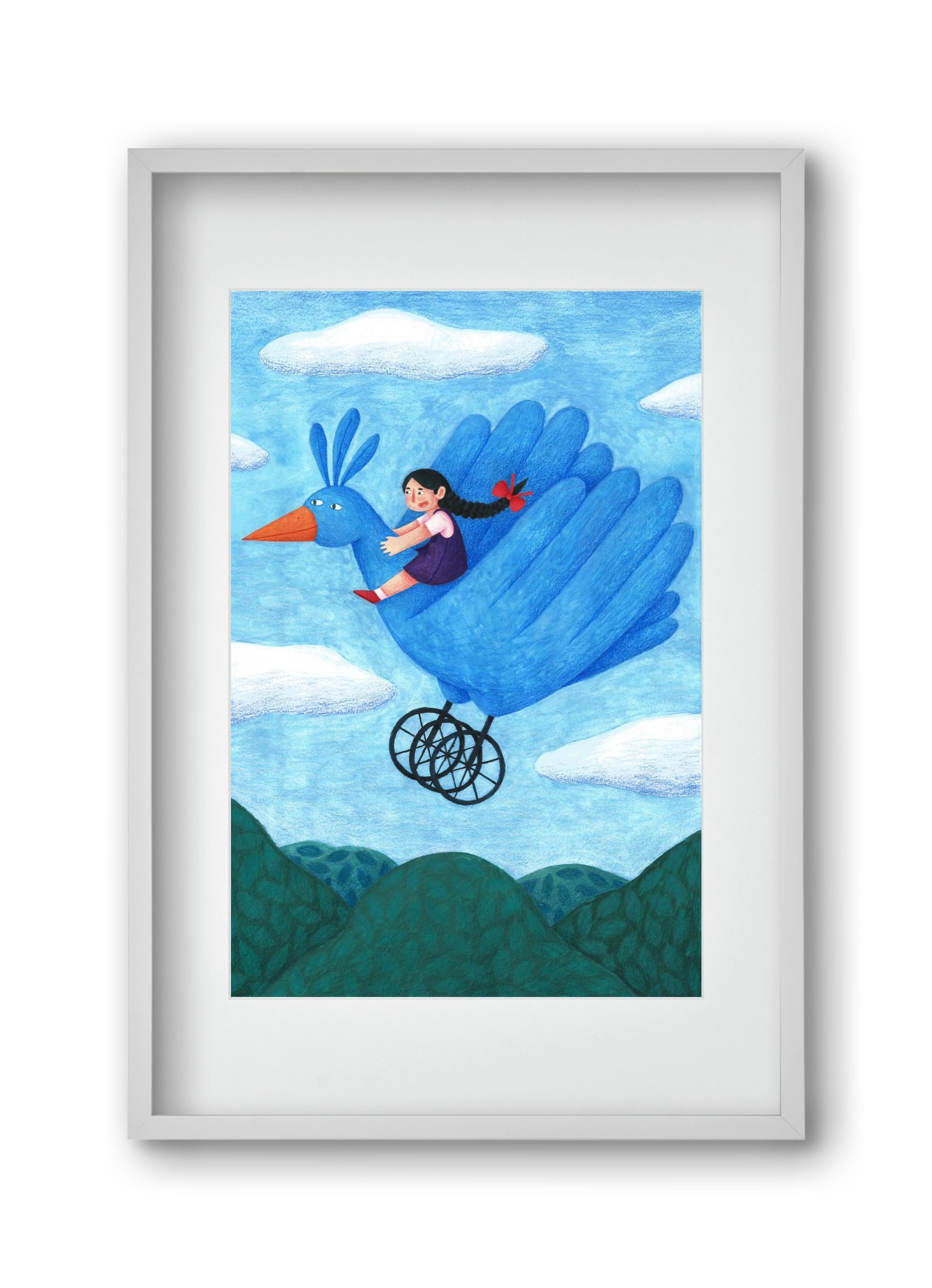 A kislány, aki mindenkit szeretett - Madár, 30x45 cm (20x30 cm), Fehér keret, paszpartuval