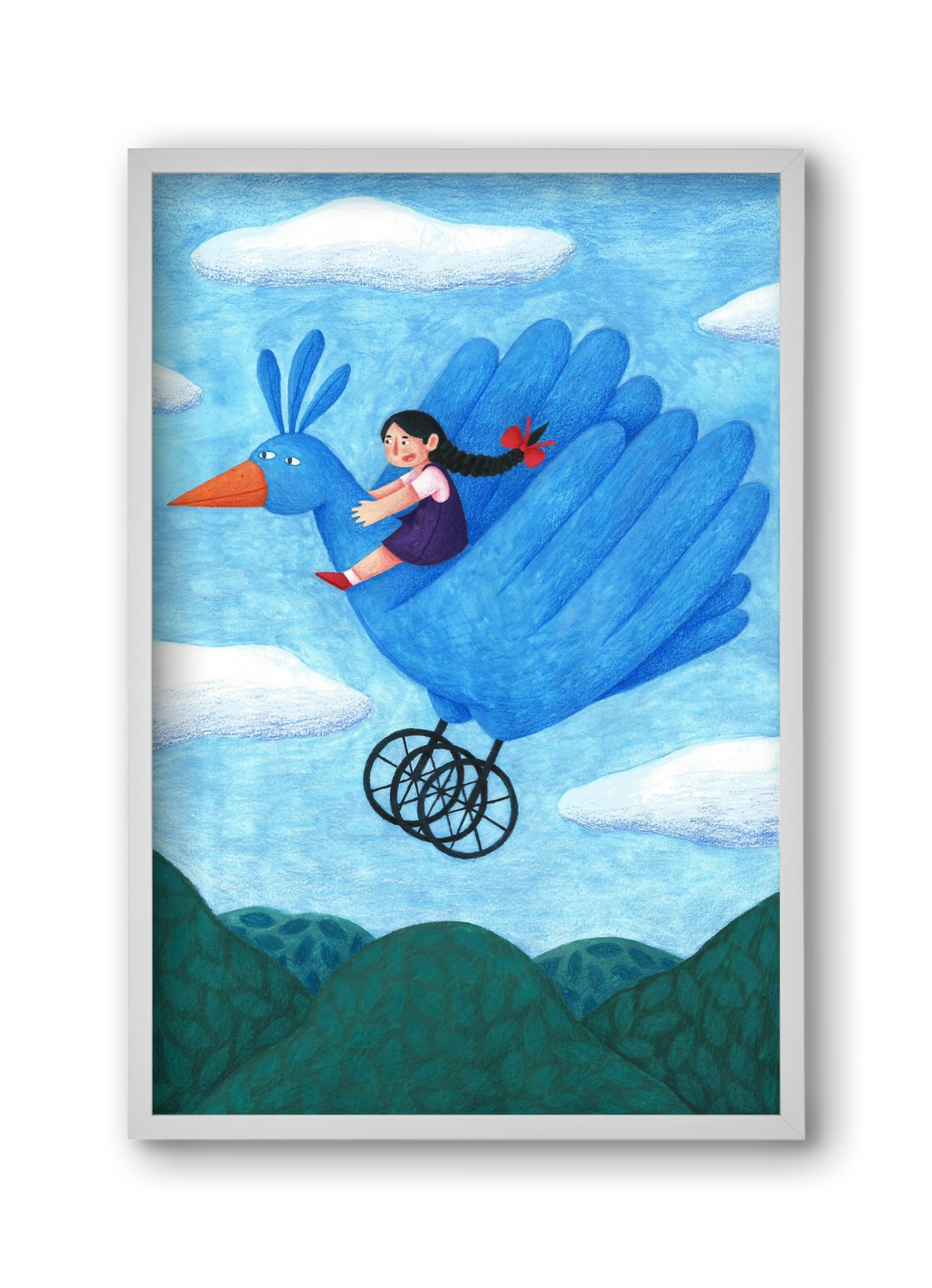 A kislány, aki mindenkit szeretett - Madár, 30x45 cm (30x45 cm), Fehér keret