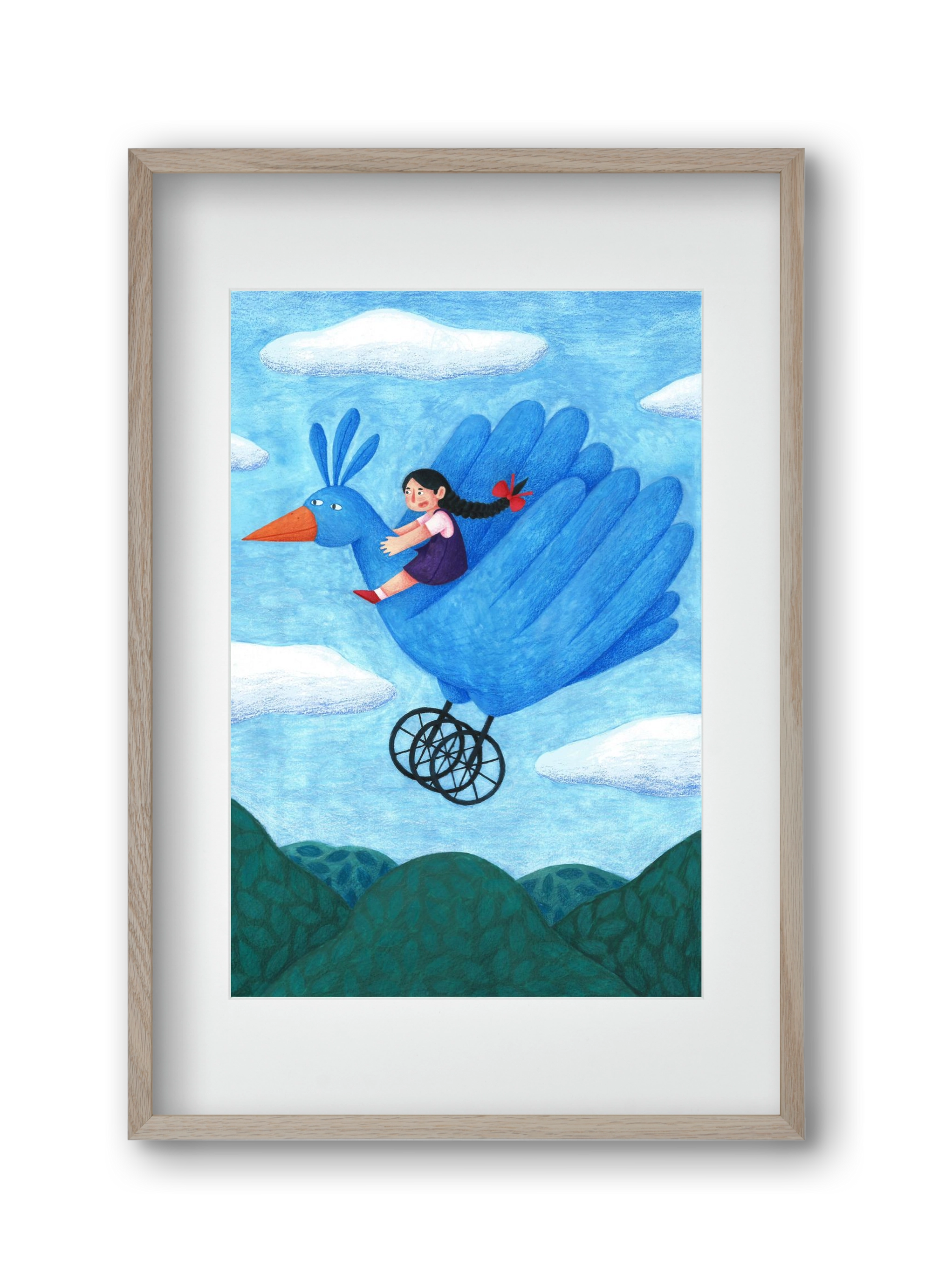 A kislány, aki mindenkit szeretett - Madár, 30x45 cm (20x30 cm), Tölgy keret, paszpartuval