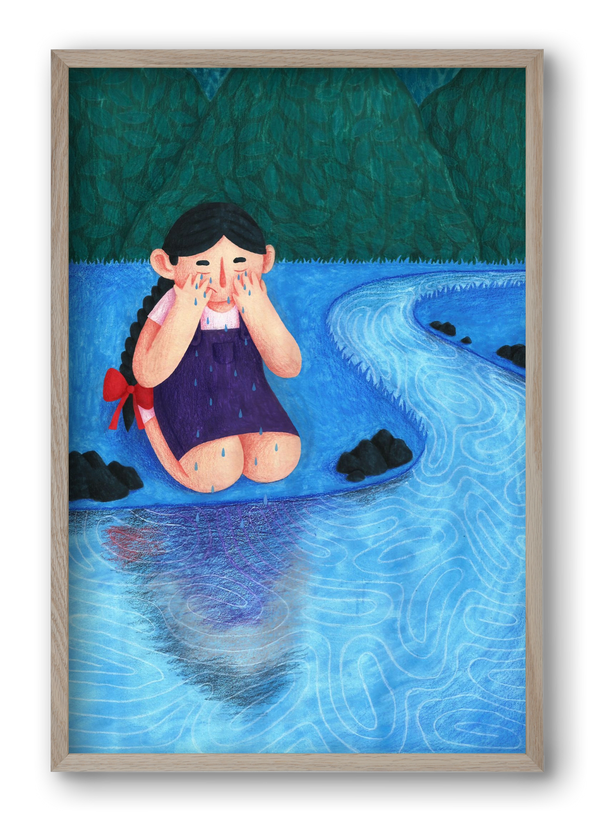 A kislány, aki mindenkit szeretett - Bánat, 40x60 cm (40x60 cm), Tölgy keret