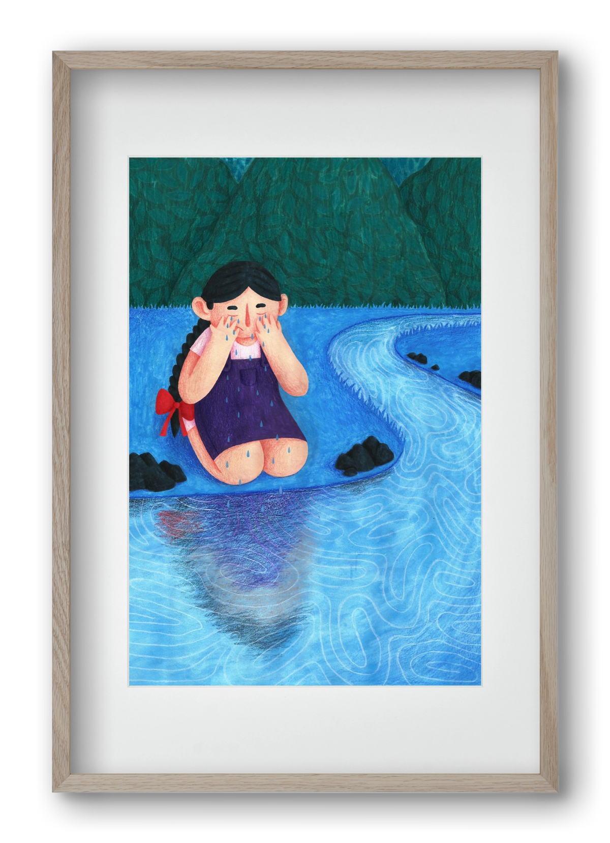 A kislány, aki mindenkit szeretett - Bánat, 40x60 cm (30x45 cm), Tölgy keret, paszpartuval