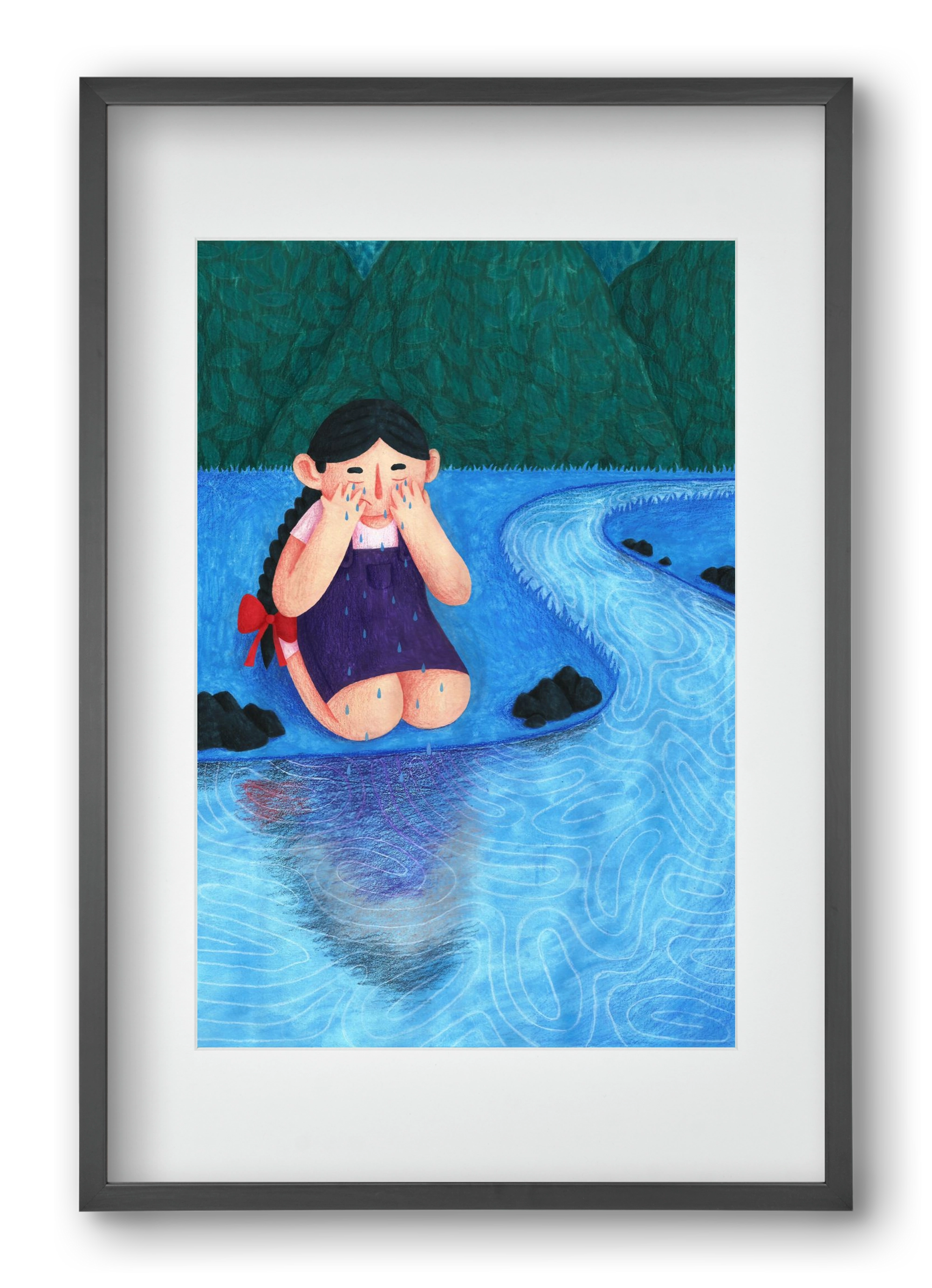 A kislány, aki mindenkit szeretett - Bánat, 40x60 cm (30x45 cm), Fekete keret, paszpartuval