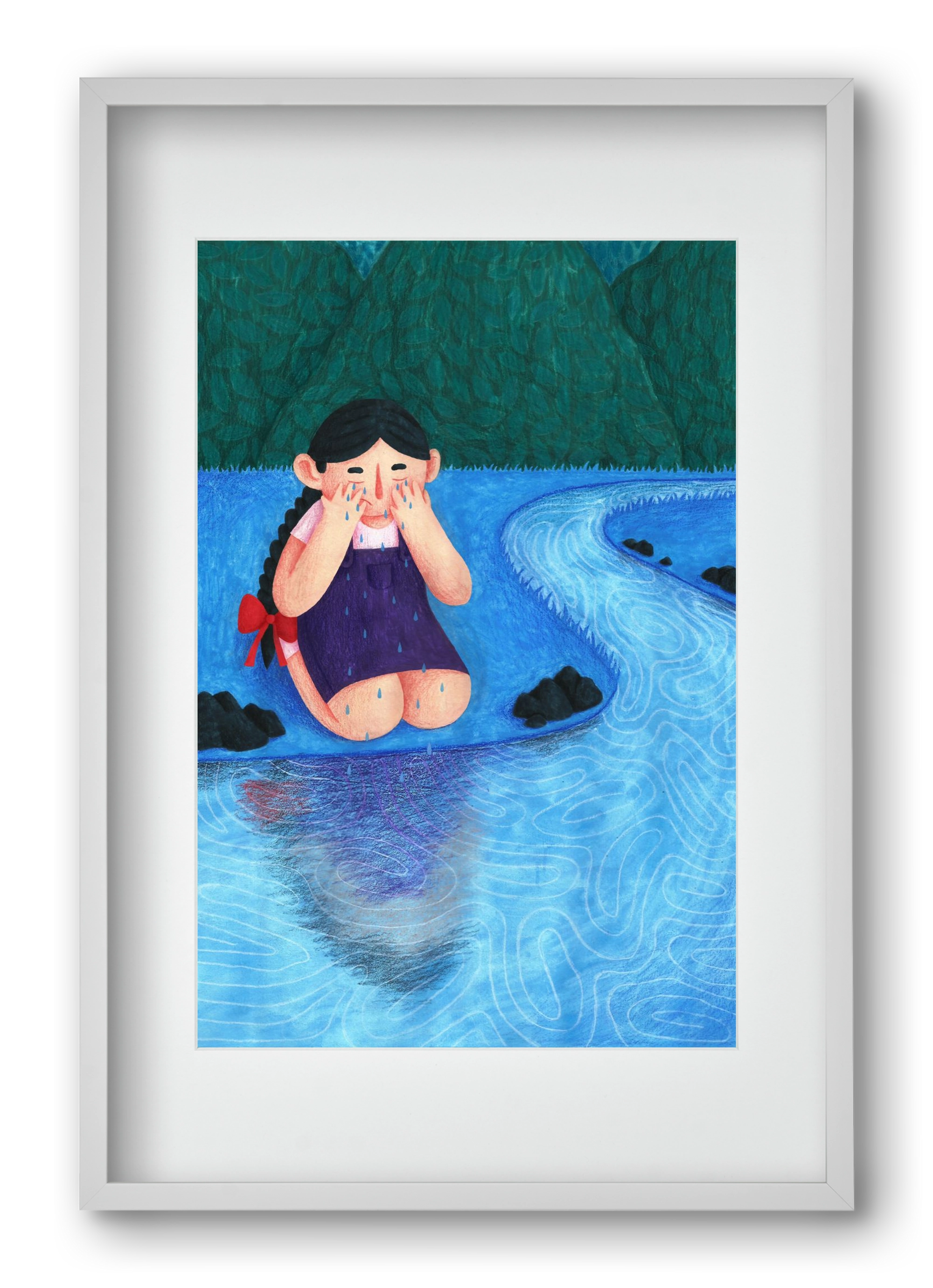 A kislány, aki mindenkit szeretett - Bánat, 40x60 cm (30x45 cm), Fehér keret, paszpartuval