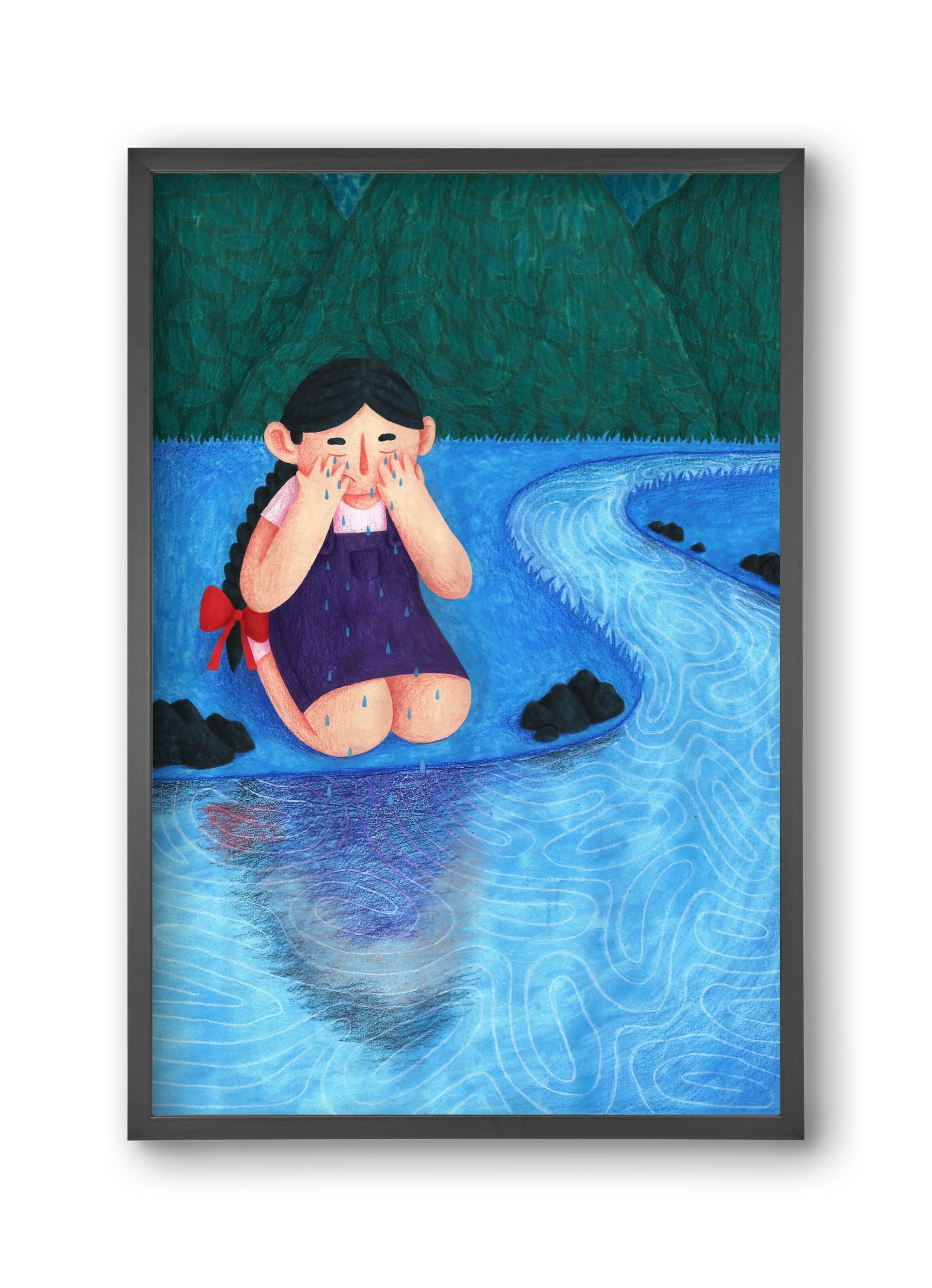 A kislány, aki mindenkit szeretett - Bánat, 30x45 cm (30x45 cm), Fekete keret