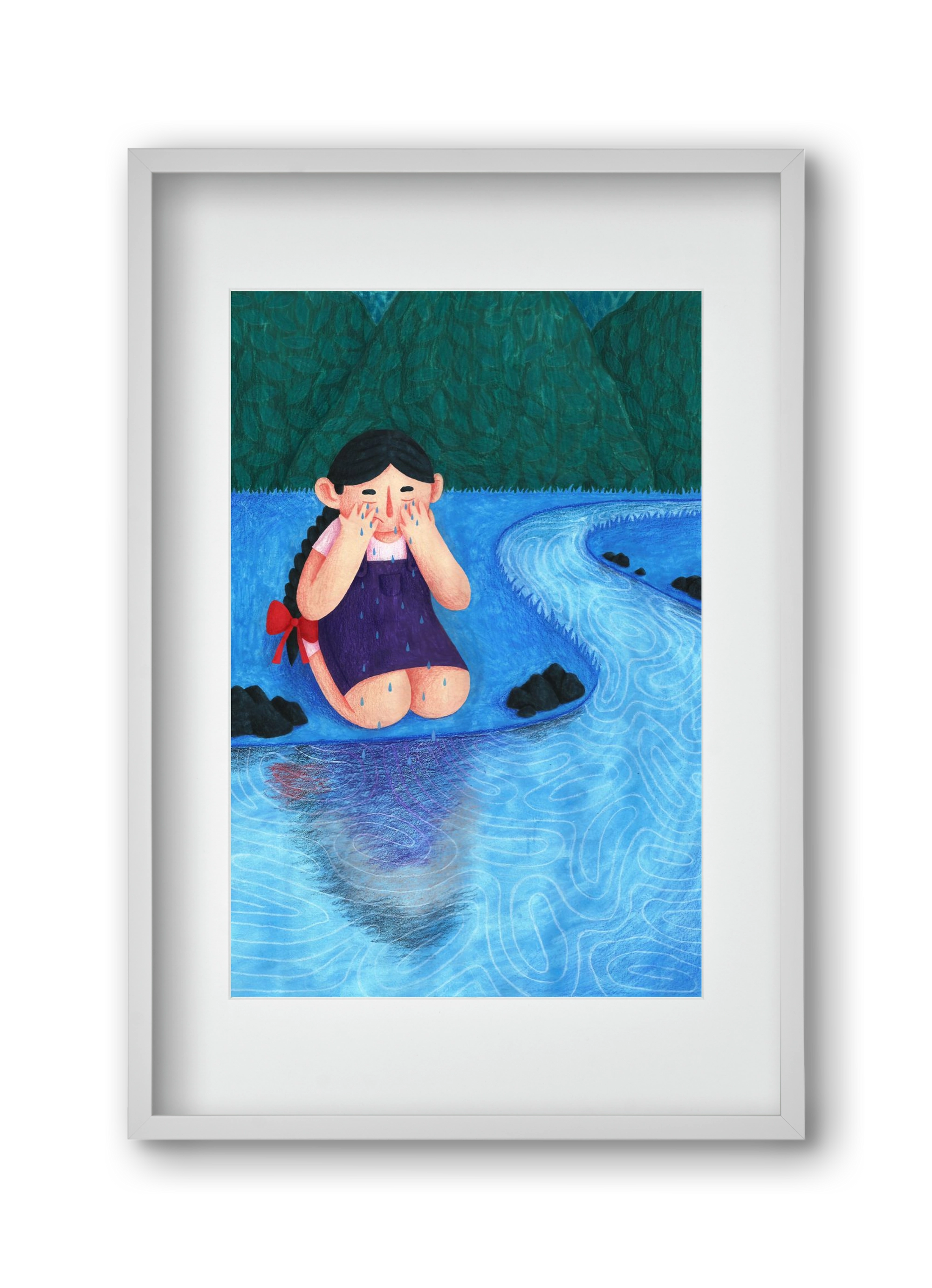 A kislány, aki mindenkit szeretett - Bánat, 30x45 cm (20x30 cm), Fehér keret, paszpartuval