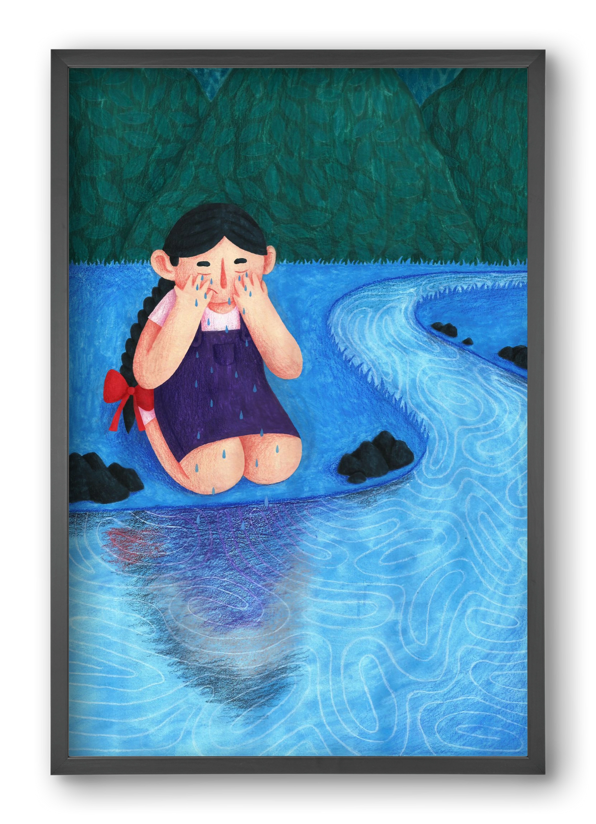 A kislány, aki mindenkit szeretett - Bánat, 40x60 cm (40x60 cm), Fekete keret