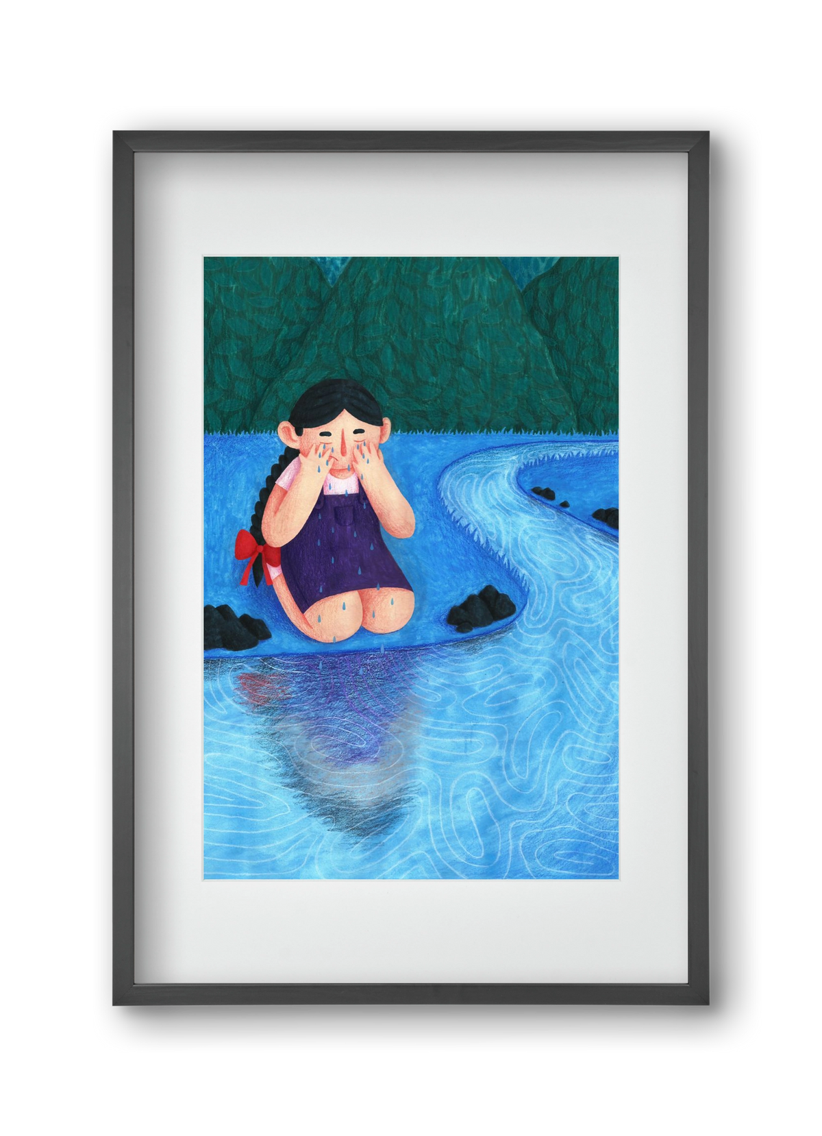 A kislány, aki mindenkit szeretett - Bánat, 30x45 cm (20x30 cm), Fekete keret, paszpartuval