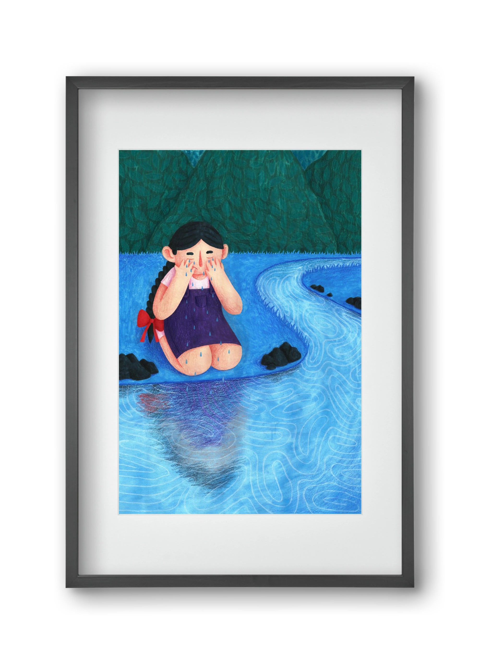 A kislány, aki mindenkit szeretett - Bánat, 30x45 cm (20x30 cm), Fekete keret, paszpartuval