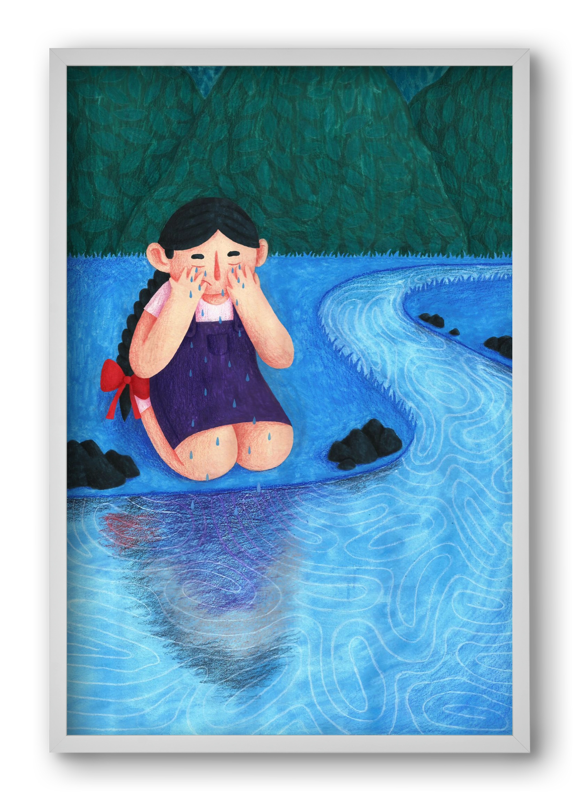 A kislány, aki mindenkit szeretett - Bánat, 40x60 cm (40x60 cm), Fehér keret