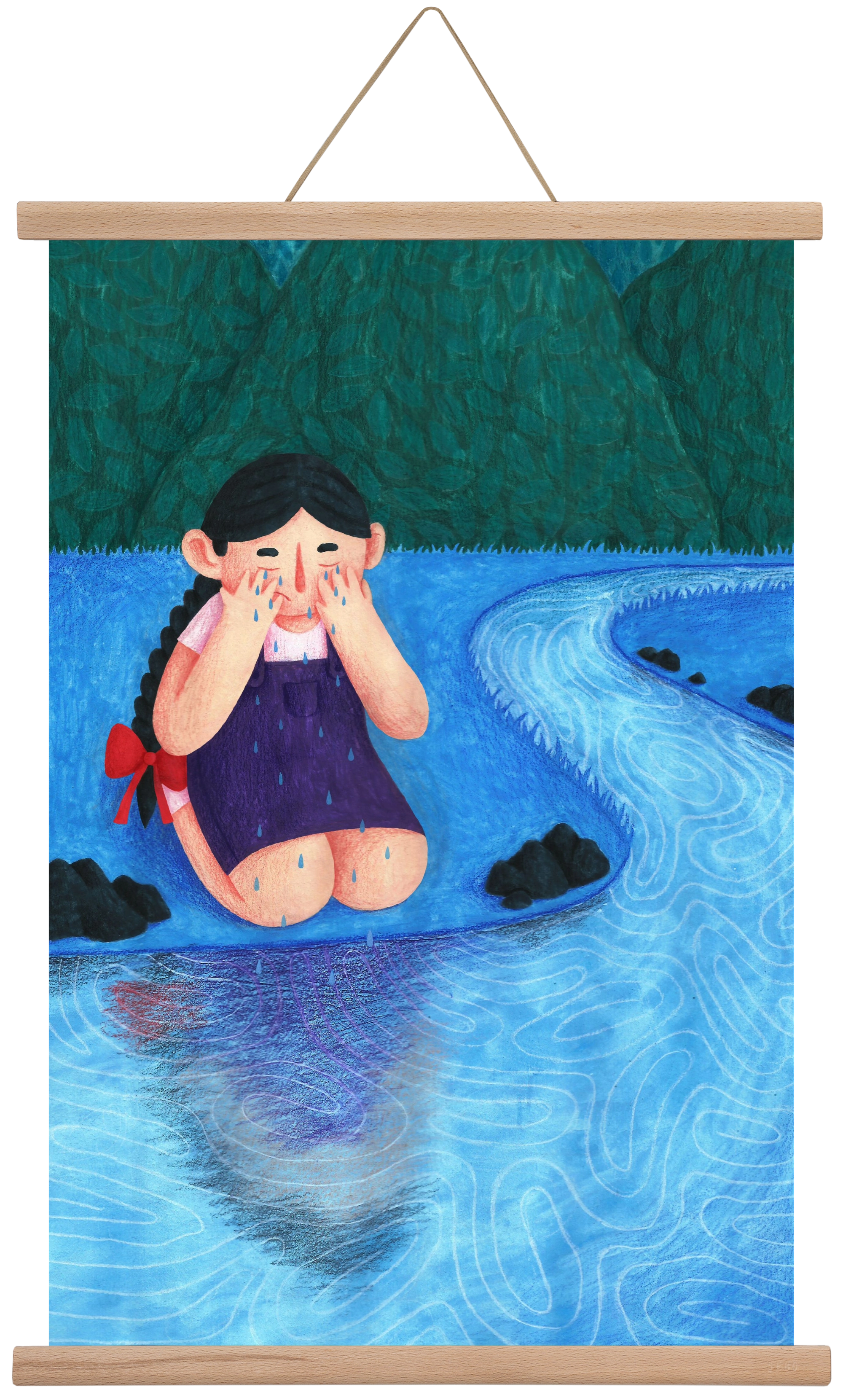 A kislány, aki mindenkit szeretett - Bánat, 40x60 cm (40x60 cm), Tölgy akasztó