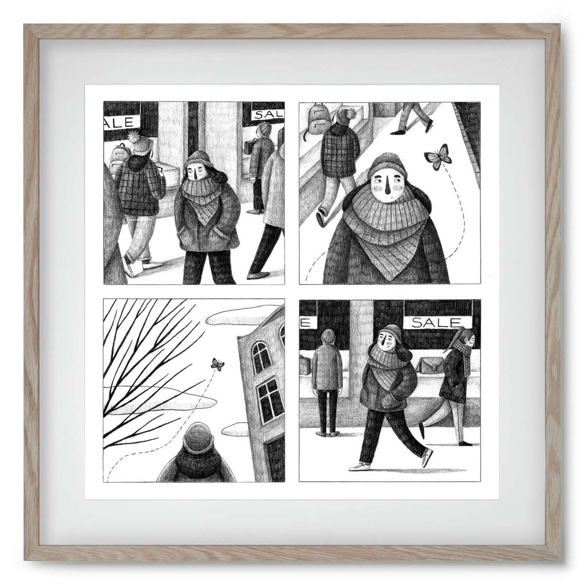 Elengedés, 50x50 cm (40x40 cm), Tölgy keret, paszpartuval