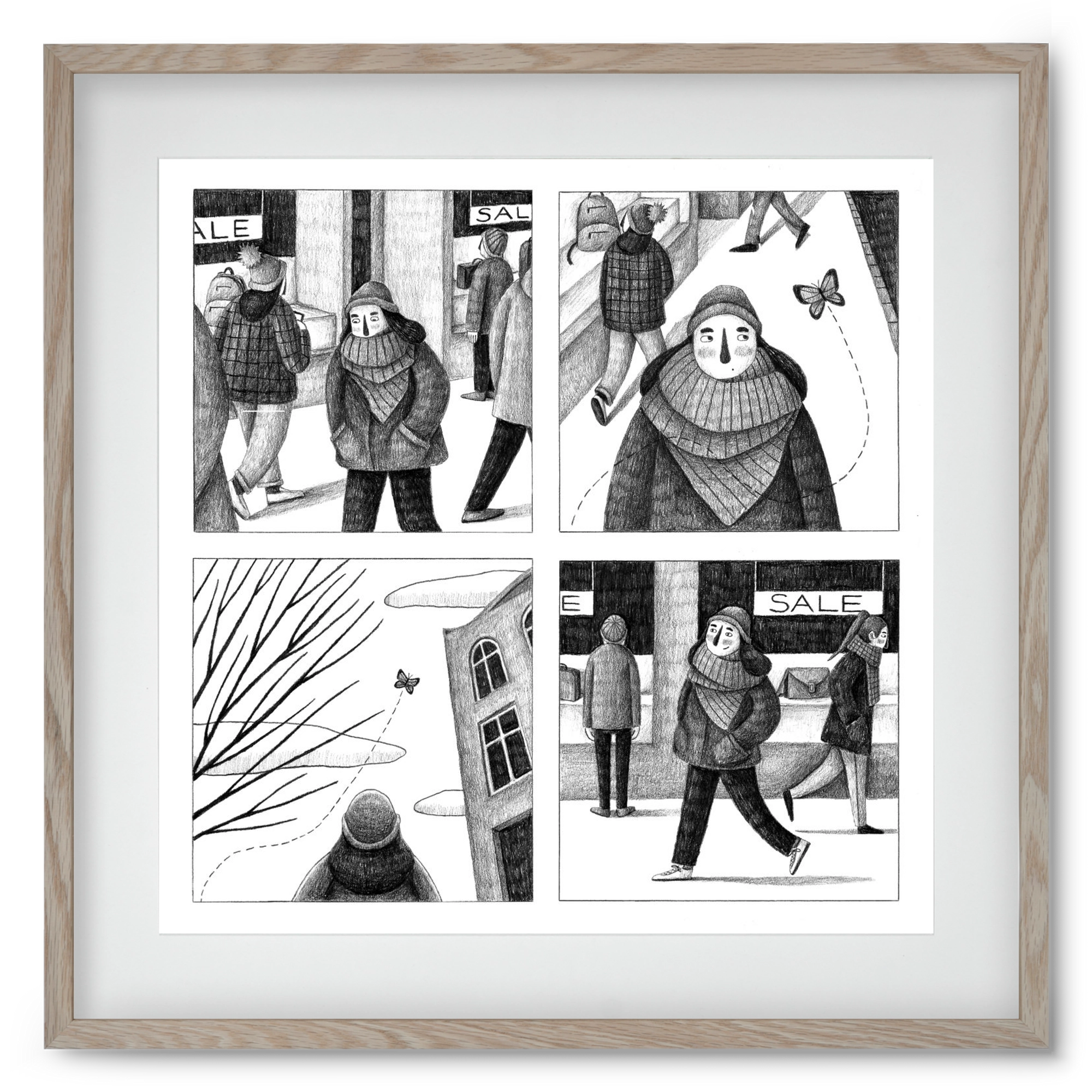 Elengedés, 50x50 cm (40x40 cm), Tölgy keret, paszpartuval