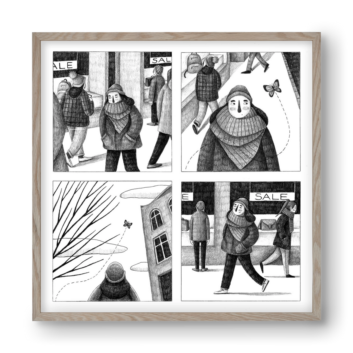 Elengedés, 40x40 cm (40x40 cm), Tölgy keret