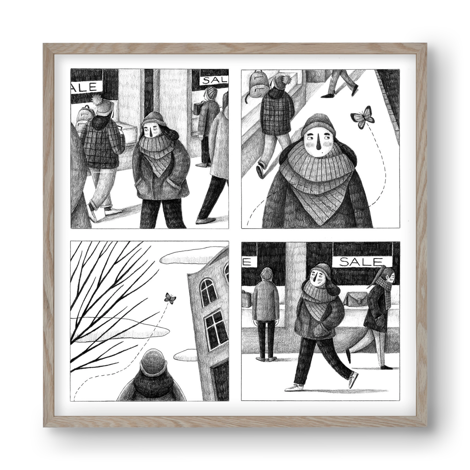 Elengedés, 40x40 cm (40x40 cm), Tölgy keret