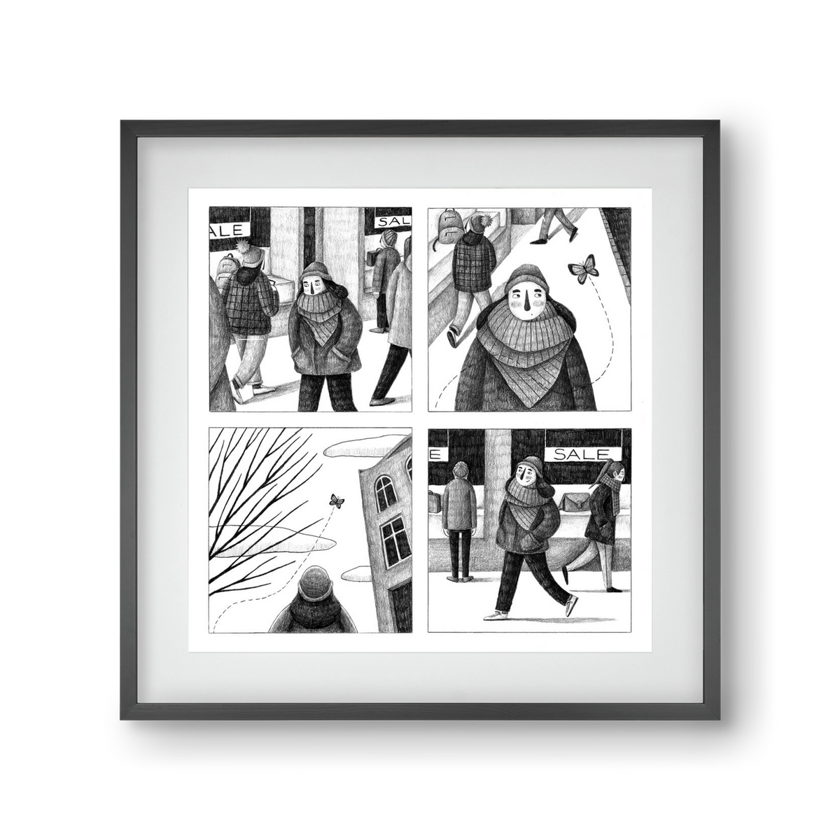 Elengedés, 30x30 cm (20x20 cm), Fekete keret, paszpartuval