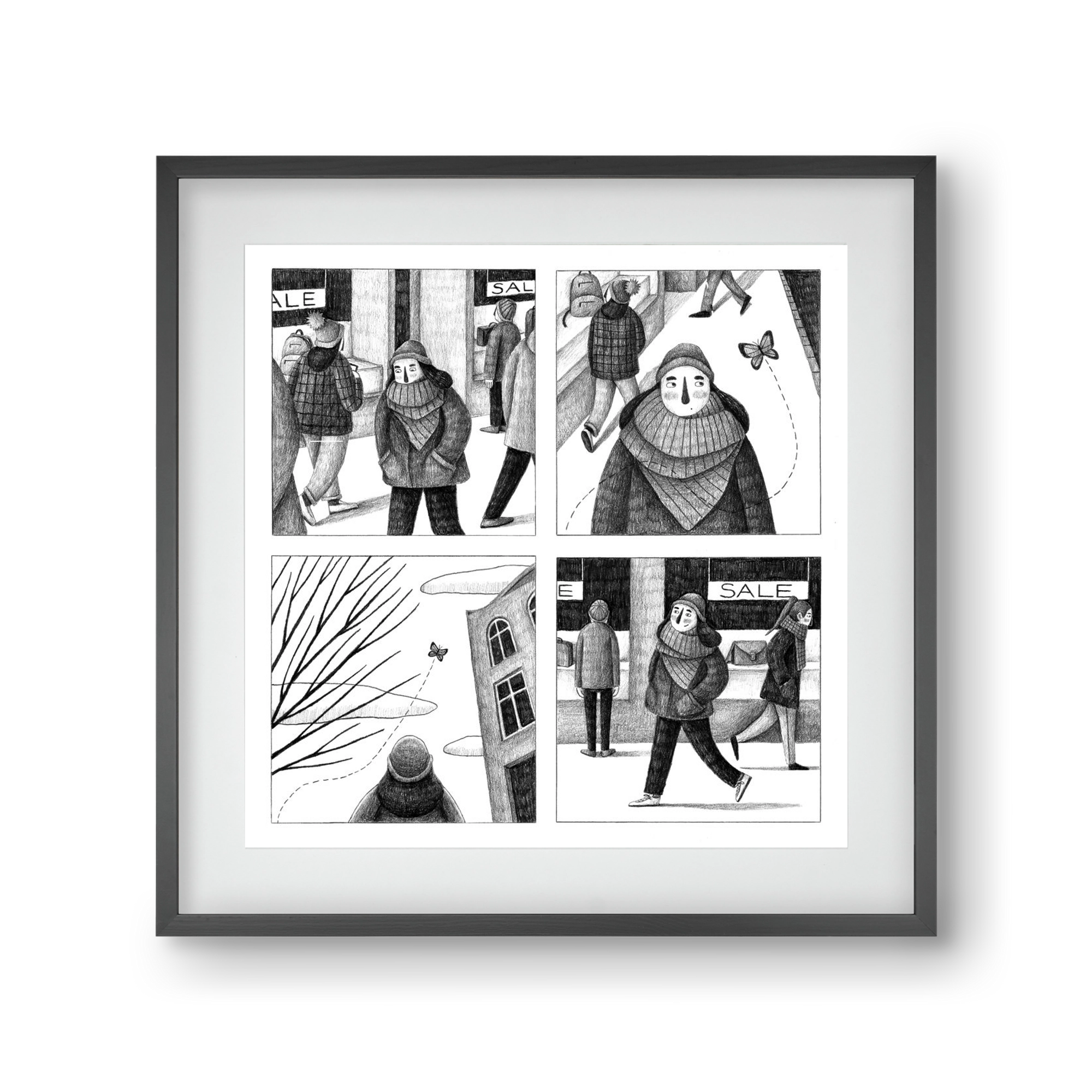 Elengedés, 30x30 cm (20x20 cm), Fekete keret, paszpartuval