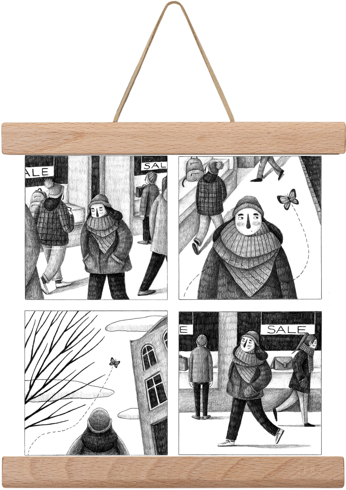 Elengedés, 20x20 cm (20x20 cm), Tölgy akasztó