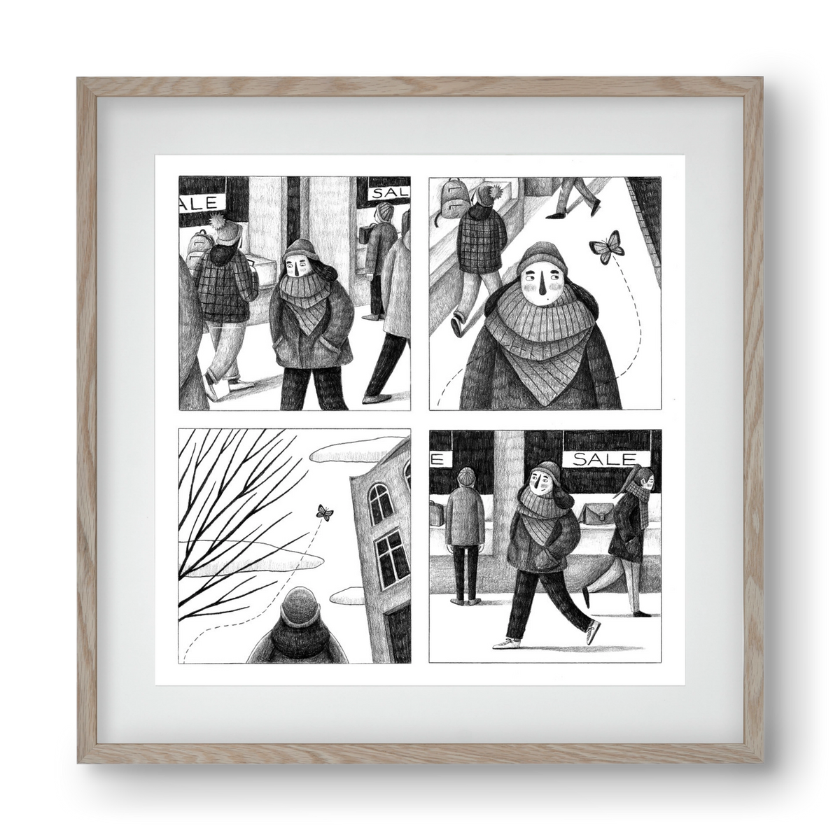 Elengedés, 40x40 cm (30x30 cm), Tölgy keret, paszpartuval