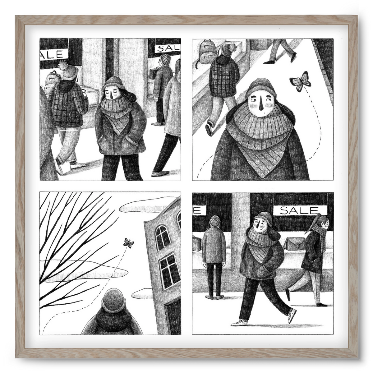 Elengedés, 50x50 cm (50x50 cm), Tölgy keret