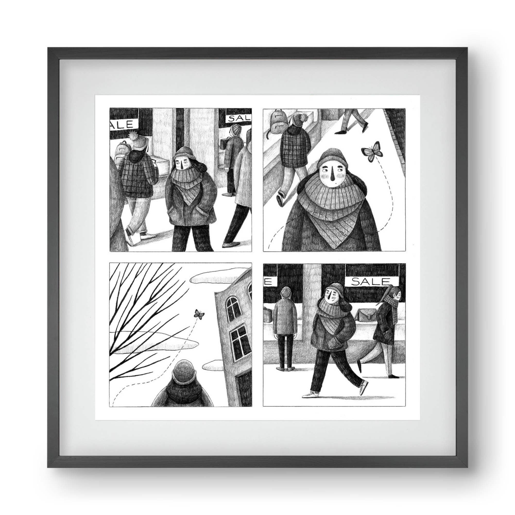 Elengedés, 40x40 cm (30x30 cm), Fekete keret, paszpartuval