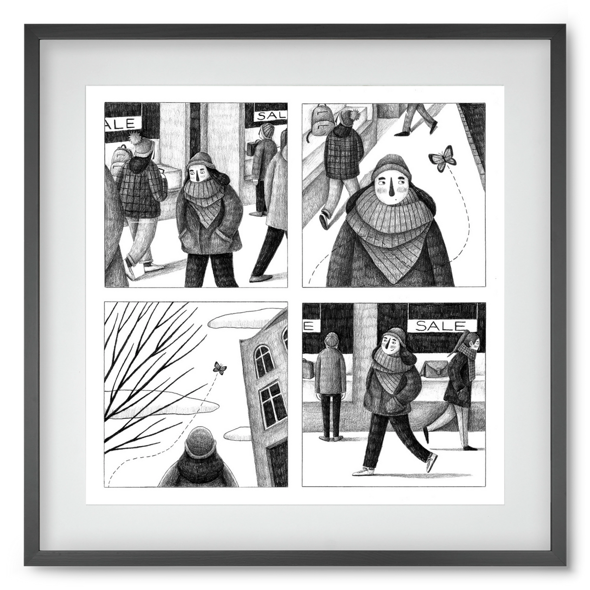 Elengedés, 50x50 cm (40x40 cm), Fekete keret, paszpartuval