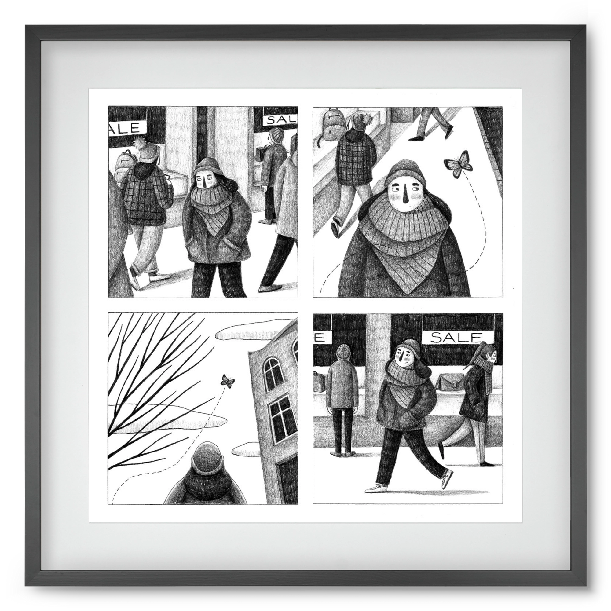 Elengedés, 50x50 cm (40x40 cm), Fekete keret, paszpartuval