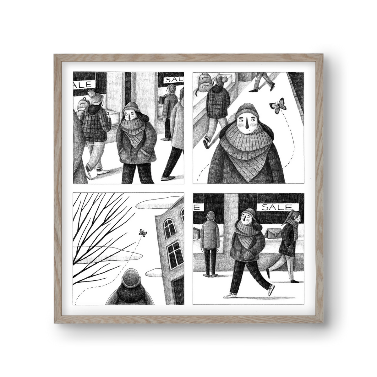 Elengedés, 30x30 cm (30x30 cm), Tölgy keret