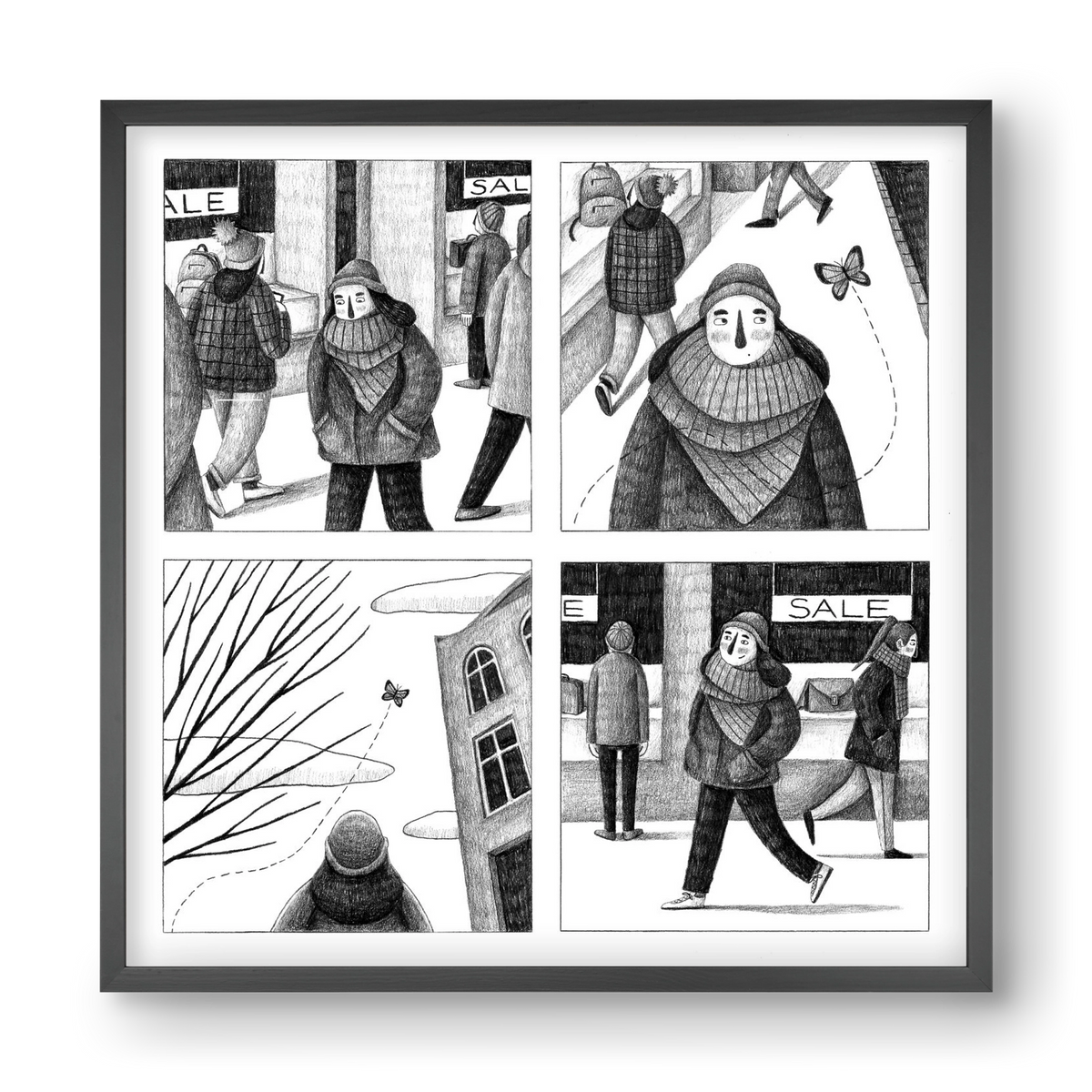 Elengedés, 40x40 cm (40x40 cm), Fekete keret