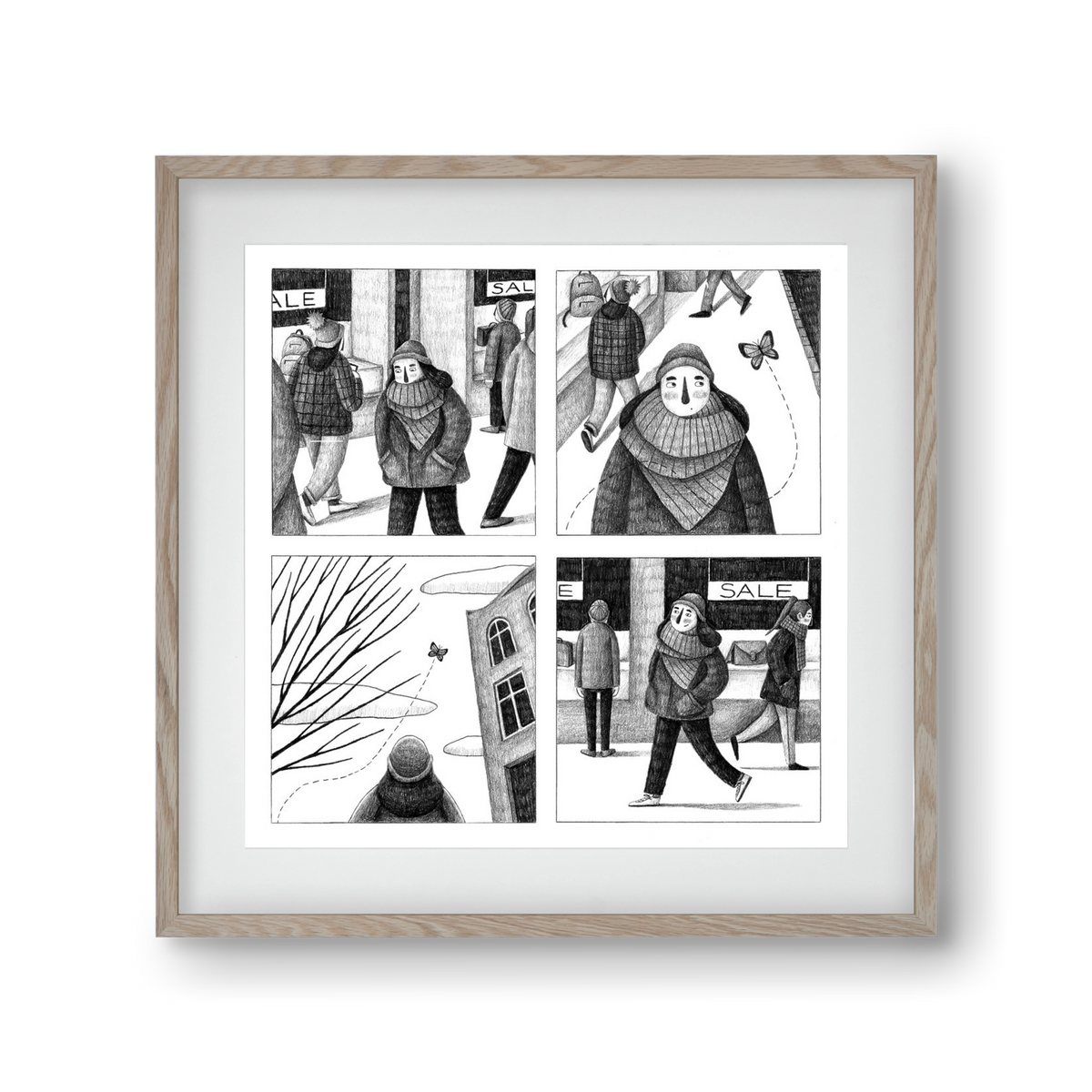 Elengedés, 30x30 cm (20x20 cm), Tölgy keret, paszpartuval