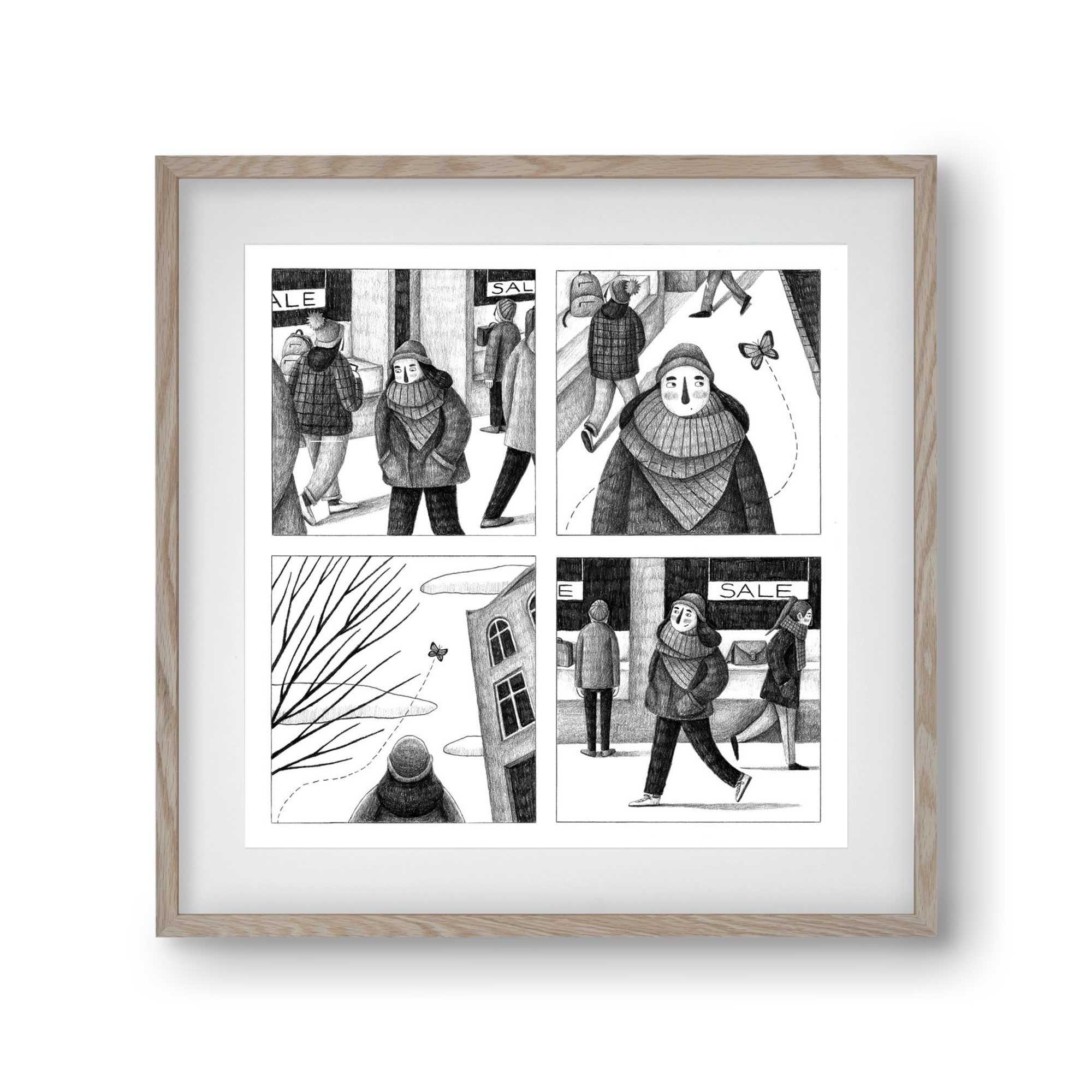 Elengedés, 30x30 cm (20x20 cm), Tölgy keret, paszpartuval