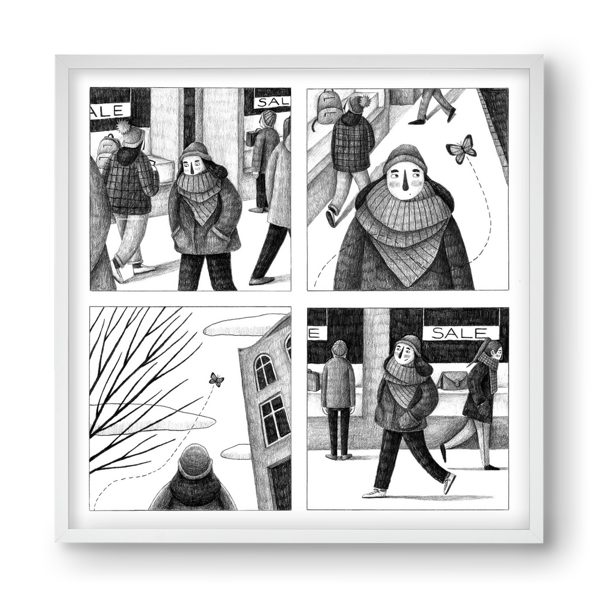 Elengedés, 40x40 cm (40x40 cm), Fehér keret