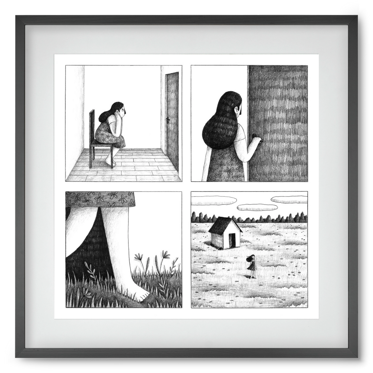 Falak, 50x50 cm (40x40 cm), Fekete keret, paszpartuval