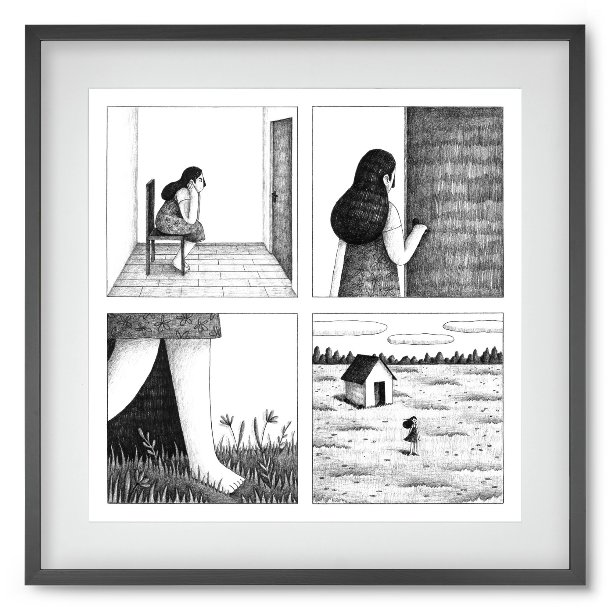 Falak, 50x50 cm (40x40 cm), Fekete keret, paszpartuval