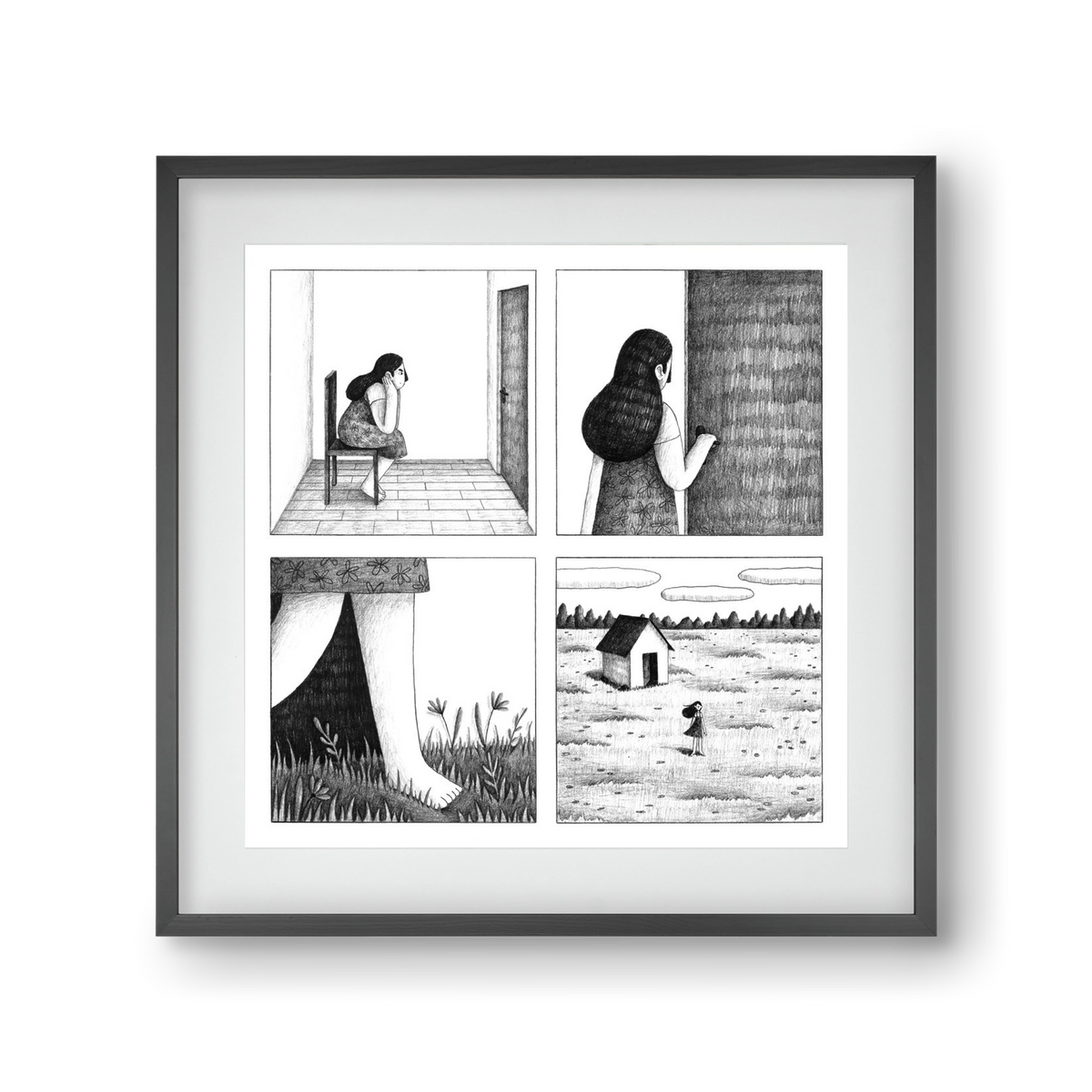 Falak, 30x30 cm (20x20 cm), Fekete keret, paszpartuval