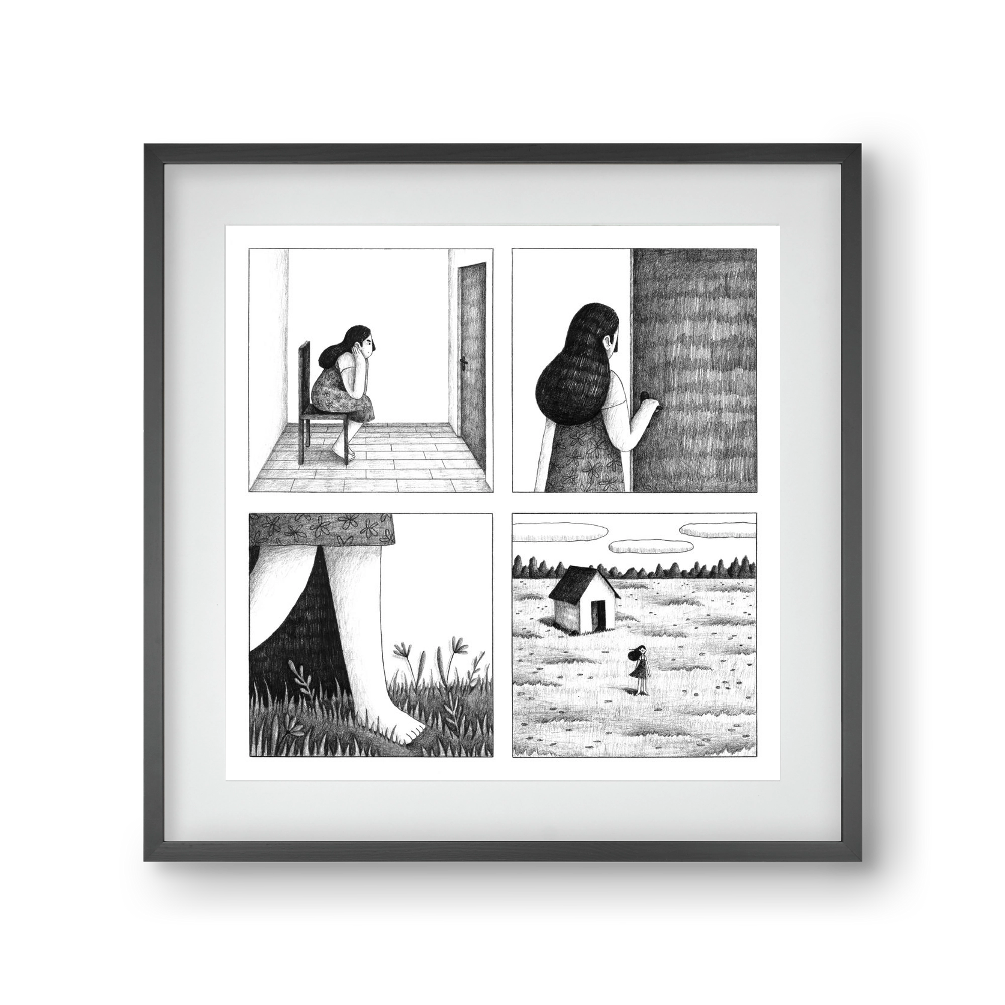 Falak, 30x30 cm (20x20 cm), Fekete keret, paszpartuval