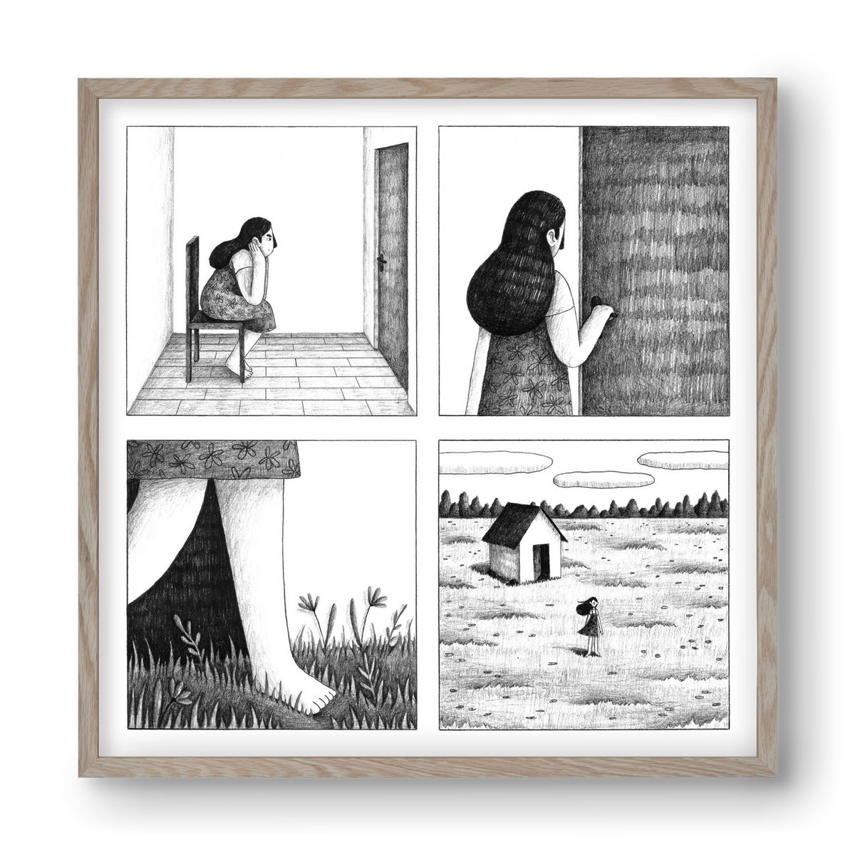 Falak, 40x40 cm (40x40 cm), Tölgy keret