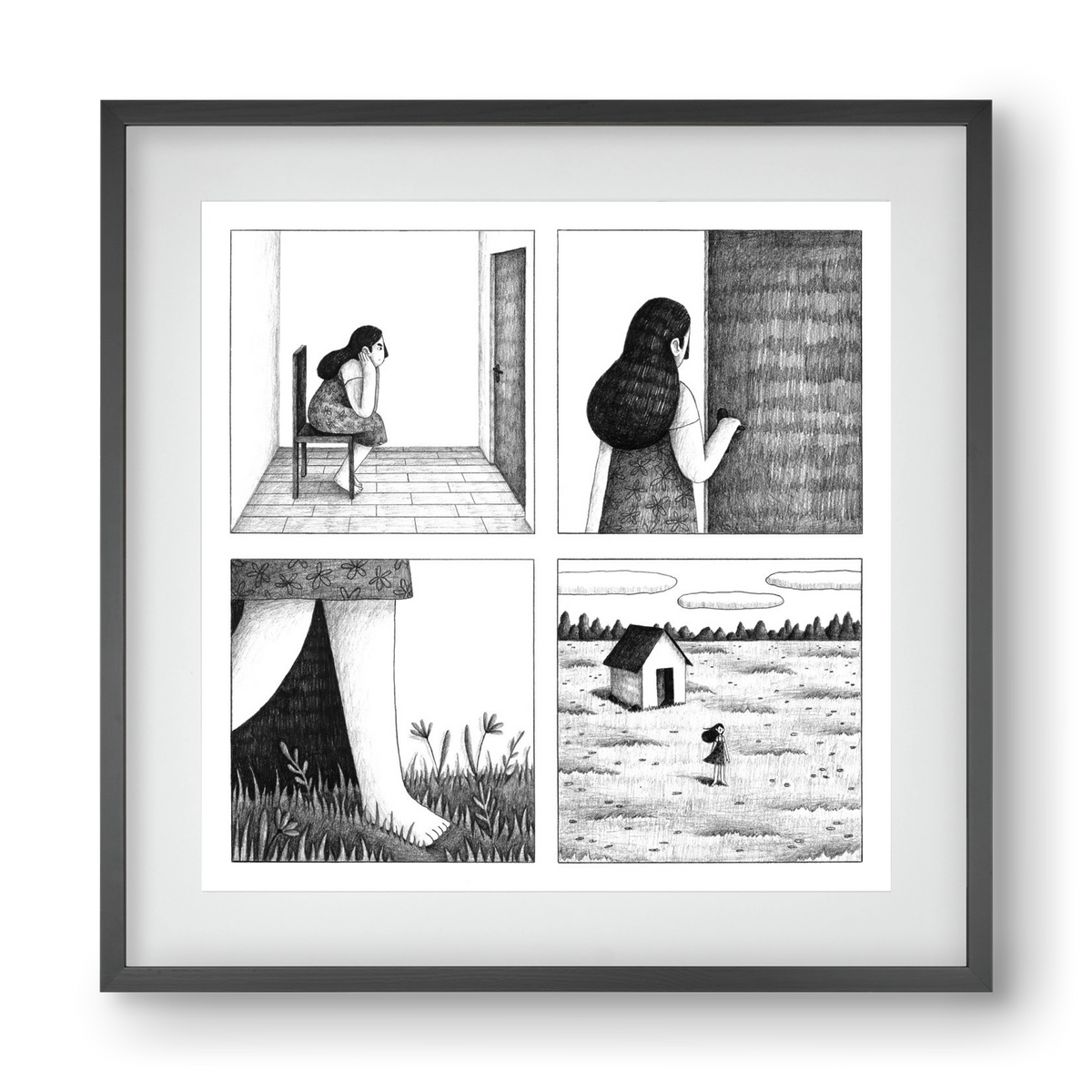 Falak, 40x40 cm (30x30 cm), Fekete keret, paszpartuval