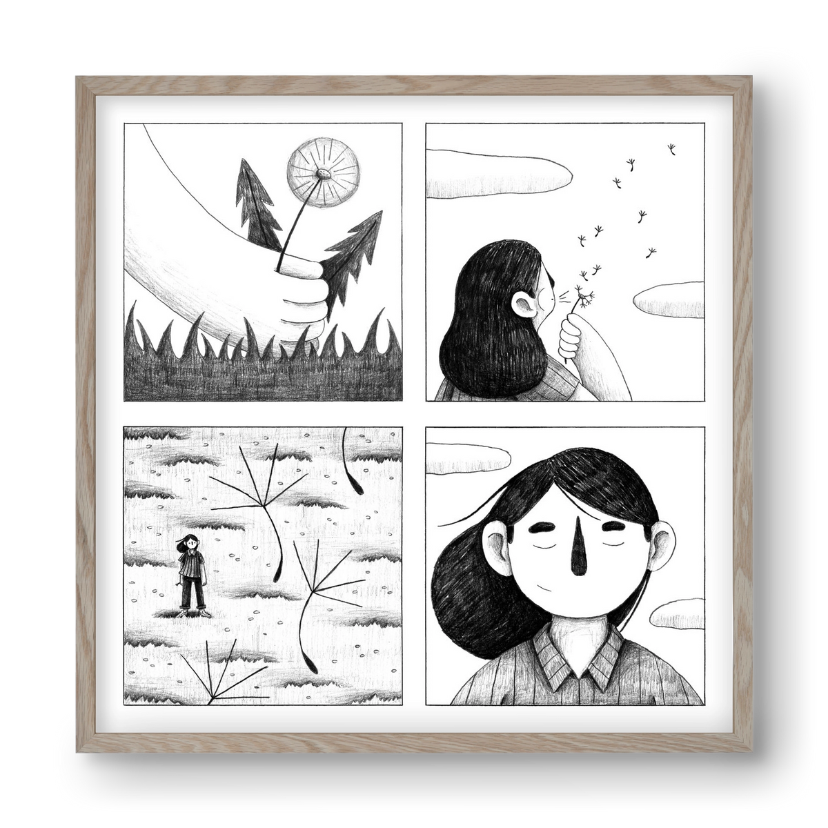 Gondolatok, 40x40 cm (40x40 cm), Tölgy keret