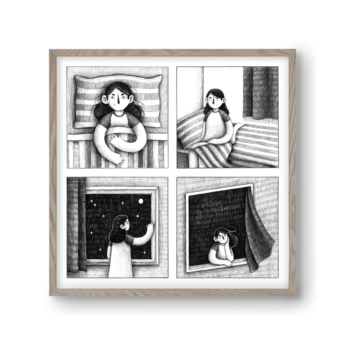 Nyugalom, 30x30 cm (30x30 cm), Tölgy keret