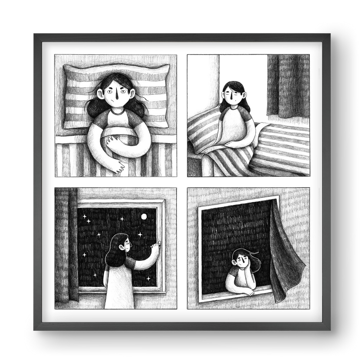 Nyugalom, 40x40 cm (40x40 cm), Fekete keret