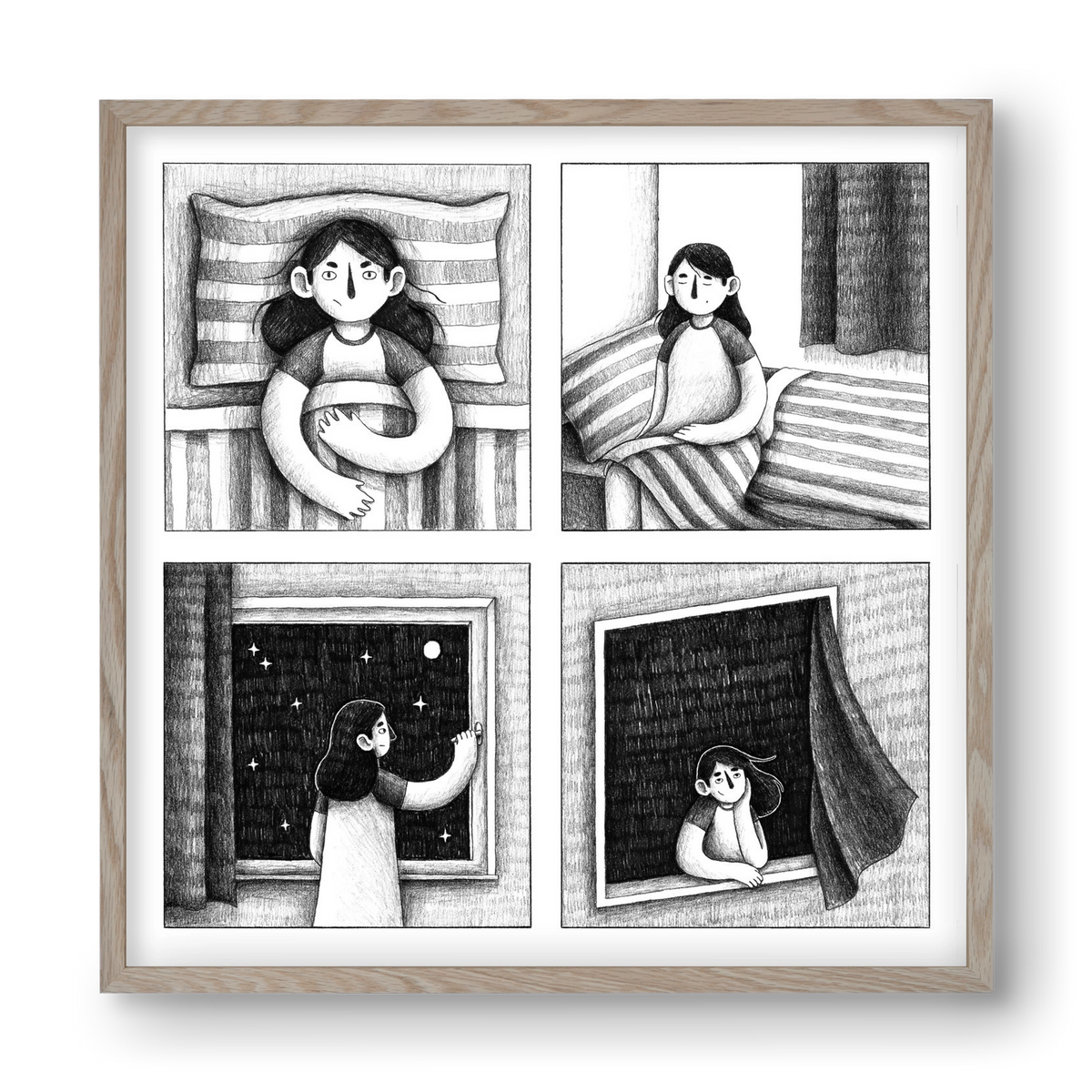 Nyugalom, 40x40 cm (40x40 cm), Tölgy keret