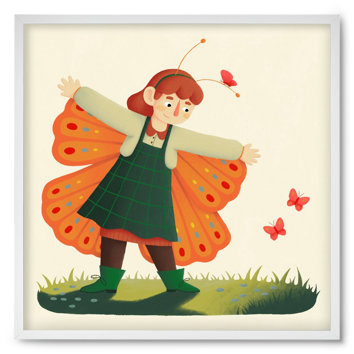 Pillangó, 50x50 cm (50x50 cm), Fehér keret