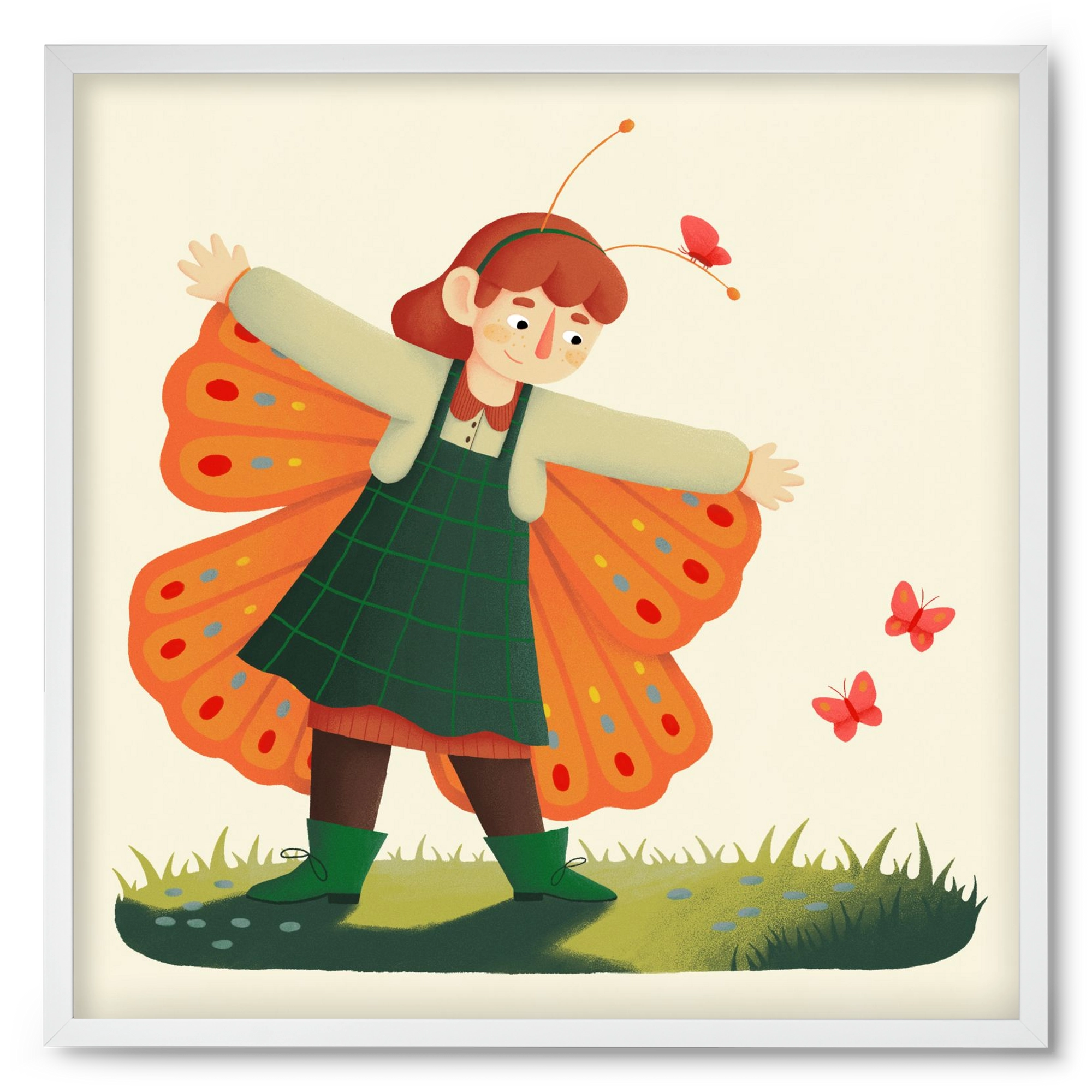 Pillangó, 50x50 cm (50x50 cm), Fehér keret