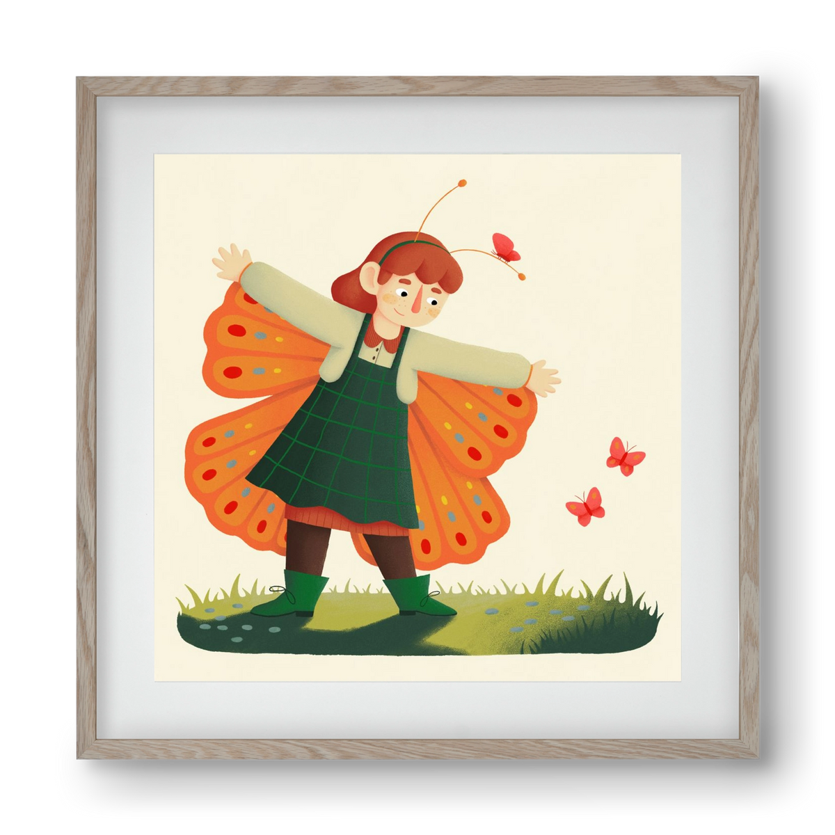 Pillangó, 40x40 cm (30x30 cm), Tölgy keret, paszpartuval