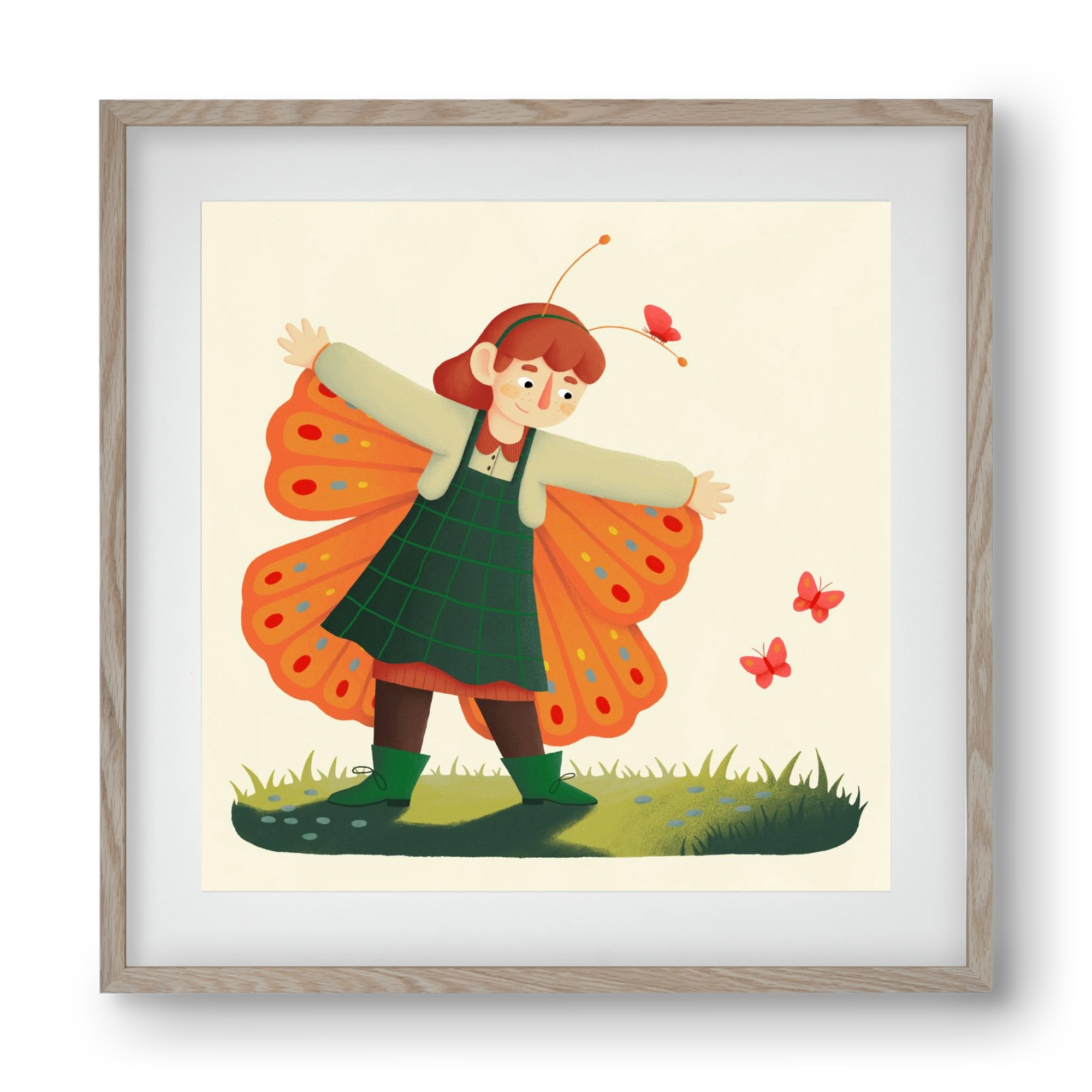 Pillangó, 40x40 cm (30x30 cm), Tölgy keret, paszpartuval