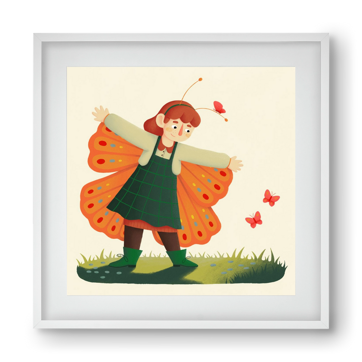 Pillangó, 40x40 cm (30x30 cm), Fehér keret, paszpartuval