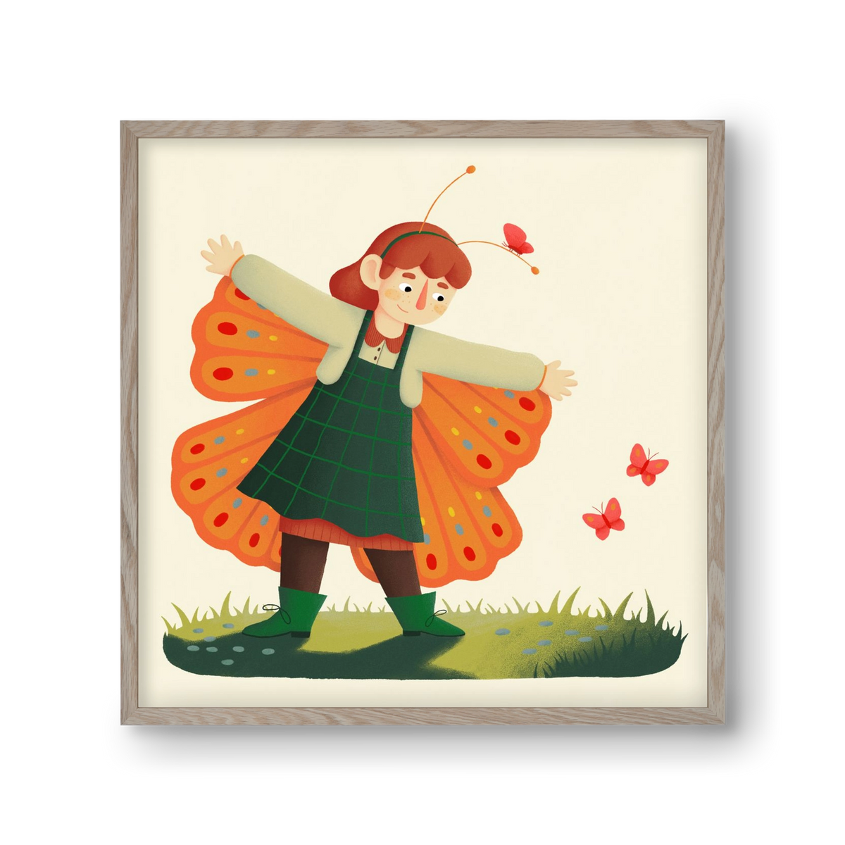 Pillangó, 30x30 cm (30x30 cm), Tölgy keret