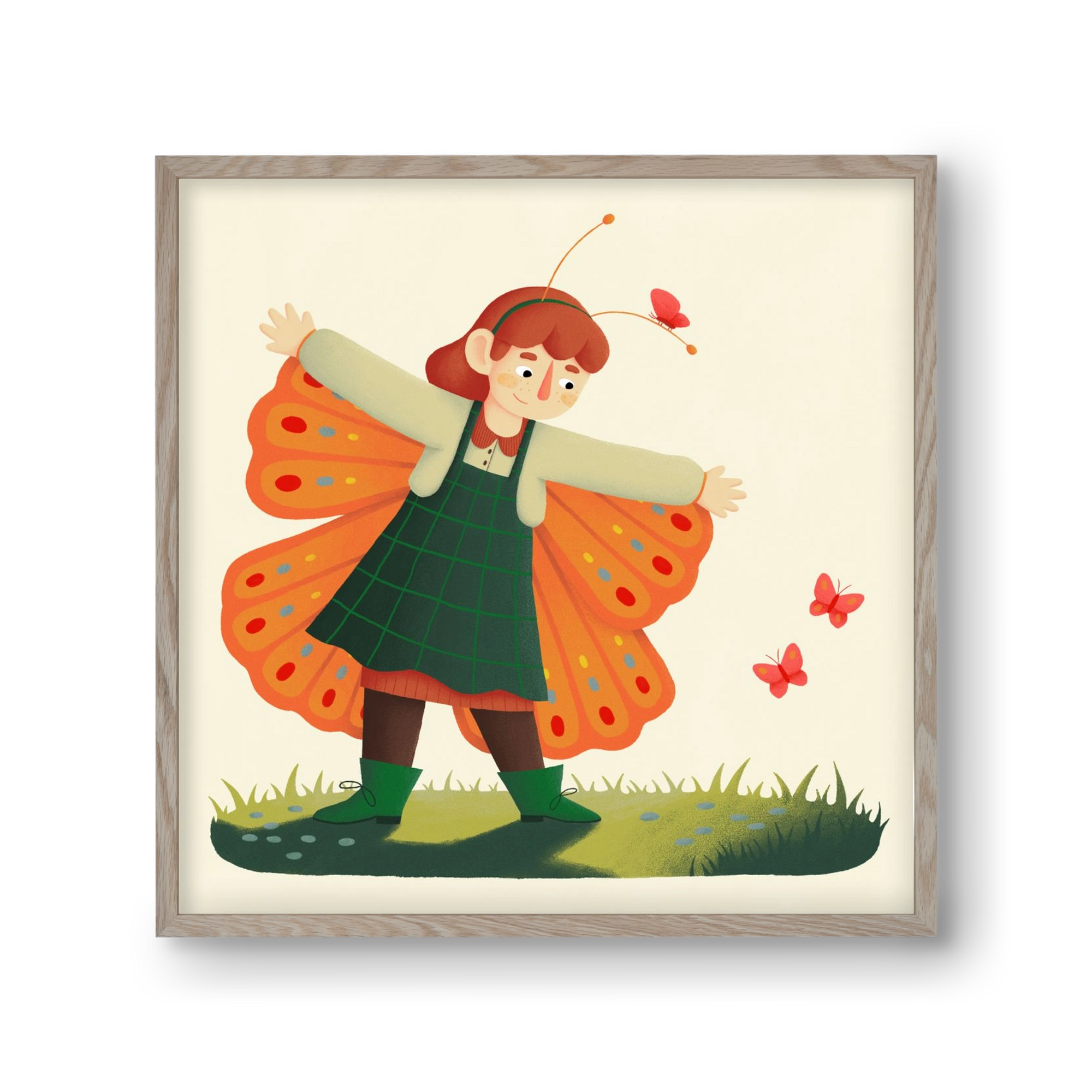 Pillangó, 30x30 cm (30x30 cm), Tölgy keret