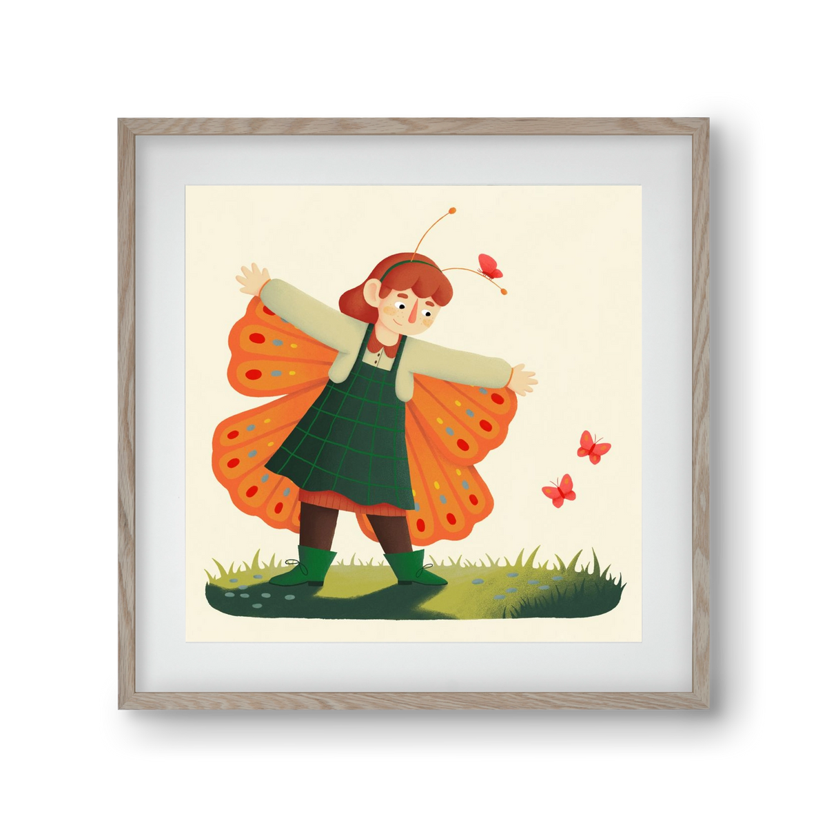 Pillangó, 30x30 cm (20x20 cm), Tölgy keret, paszpartuval