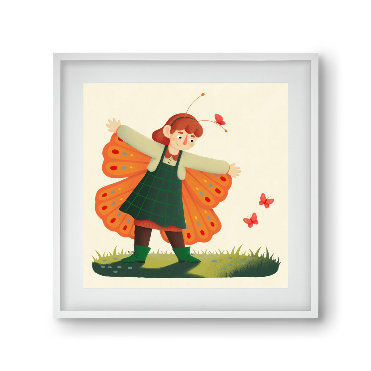 Pillangó, 30x30 cm (20x20 cm), Fehér keret, paszpartuval